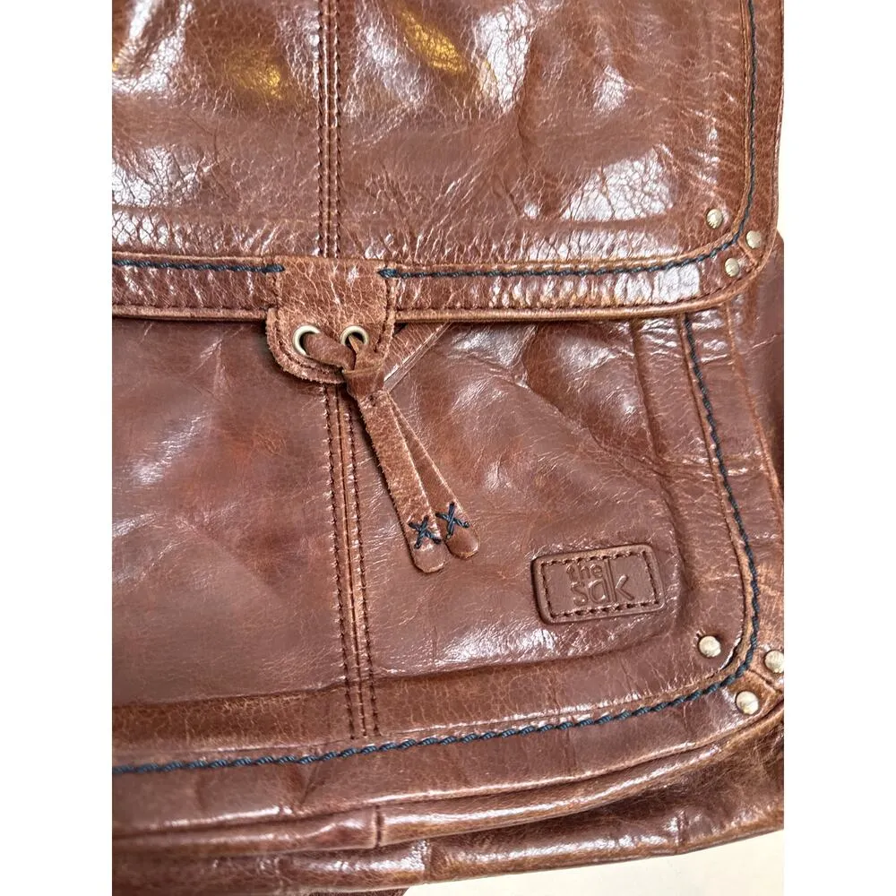 The Sak Brown Convertible Snap Backpack Crossbody Bag Purse Leather OS Pockets - Image 2