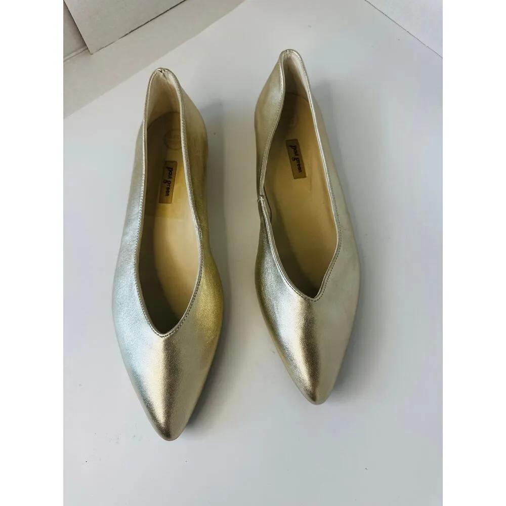 Paul Green beige Gold Ballerina Classic pointed toe Ballet flats UK6.5 / US  9 - Image 6