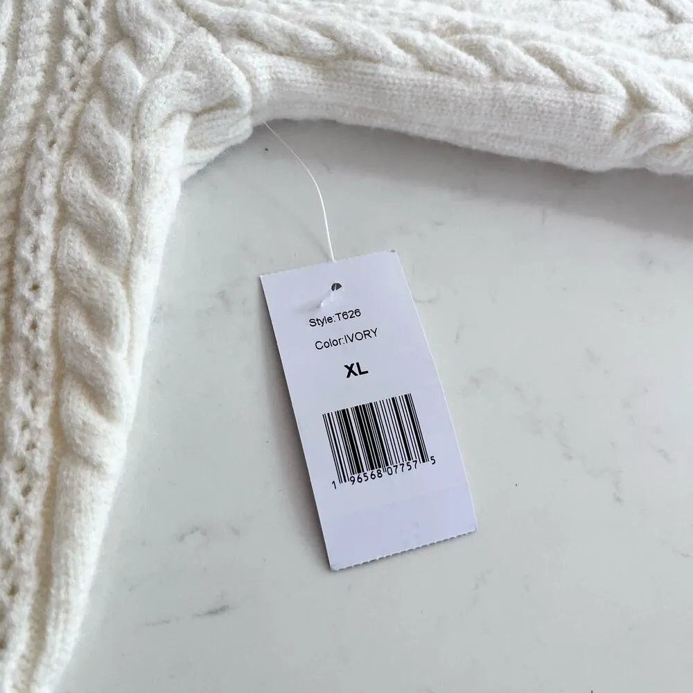 Alexia Admor Hazel Ivory Cable Knit Button Front Cardigan Sweater Size XL NWT - Image 9