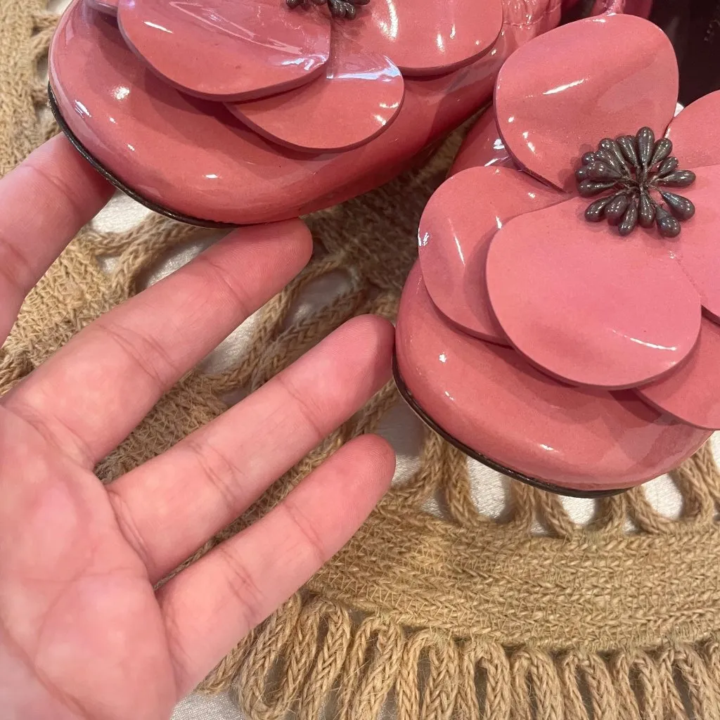 Tory Burch Light Berry Flower Ballet Flats Pink Size 6.5 - Image 10