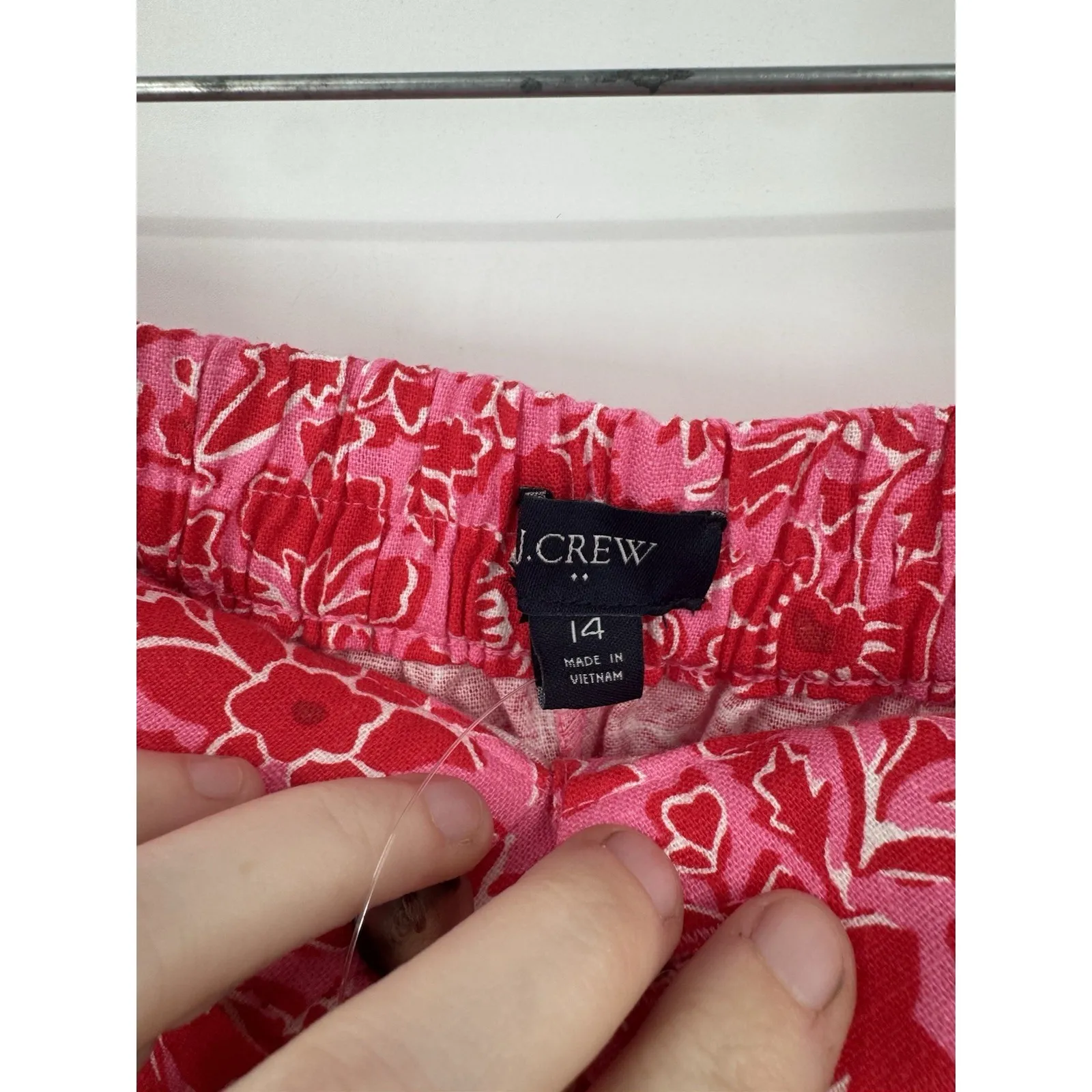 J. Crew Factory High Rise Floral Print Short Pink Red Linen Blend Womens 14 NEW - Image 4