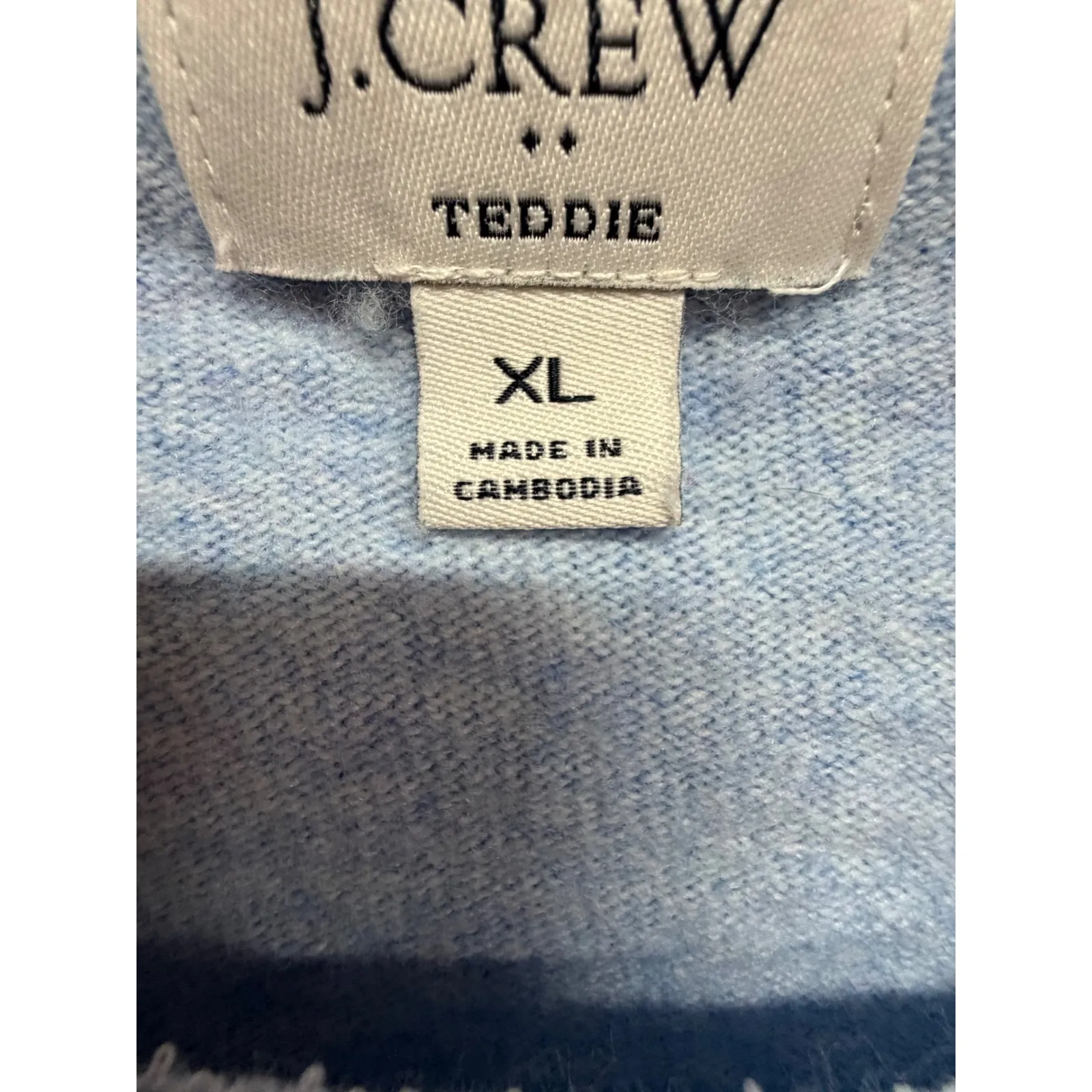 J. Crew Teddie Cropped Merino Wool Blend Baby Blue Sweater Size XL Prep - Image 5