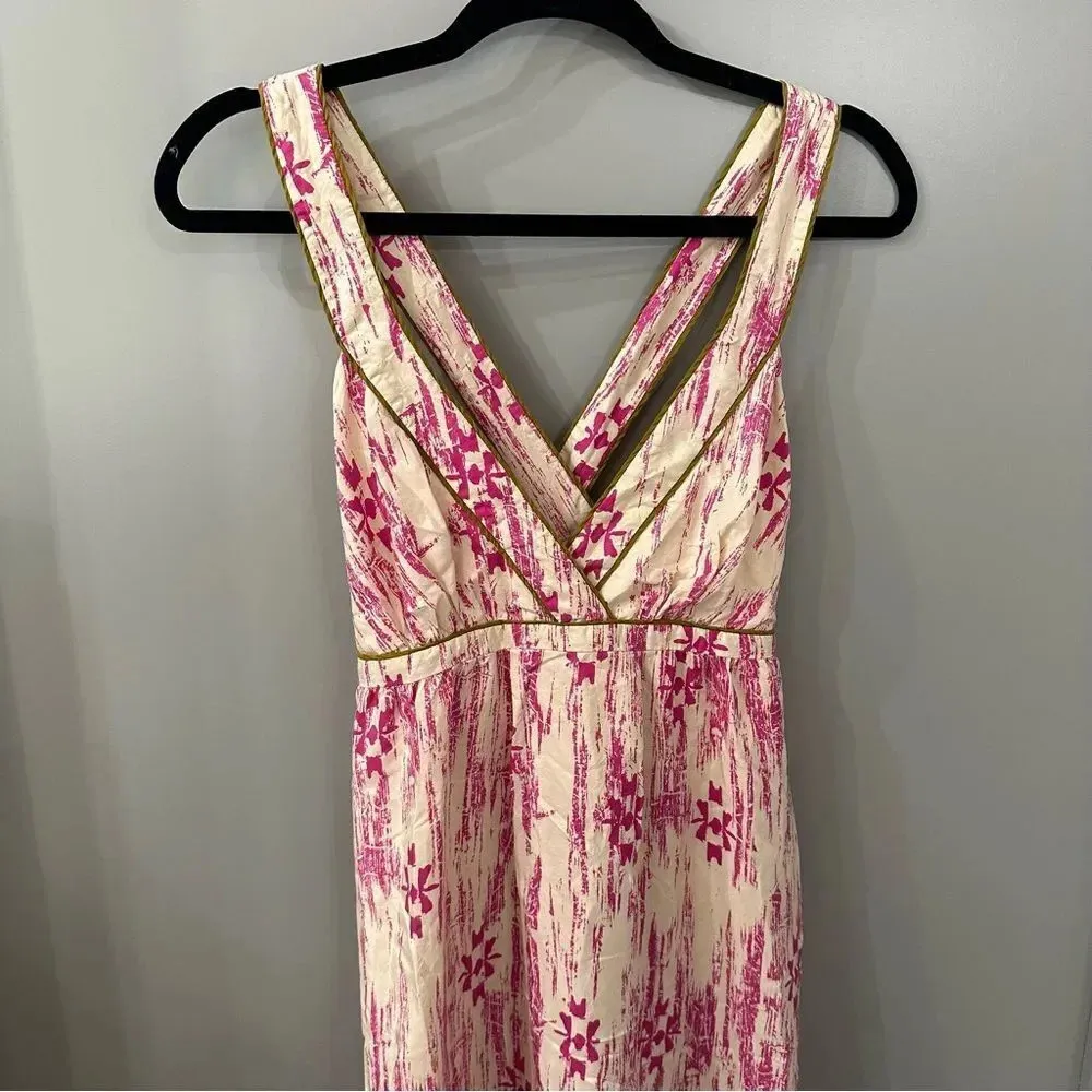 Ann Taylor LOFT 100% Silk Dress Abstract Ikat Pattern Long Maxi Dress Size 4 - Image 4