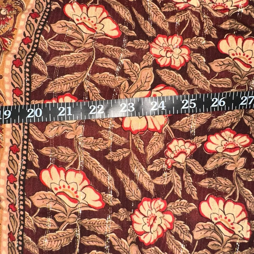 Zara Kaftan Paisley Floral Print Brown Midi Dress MEDIUM - Image 7