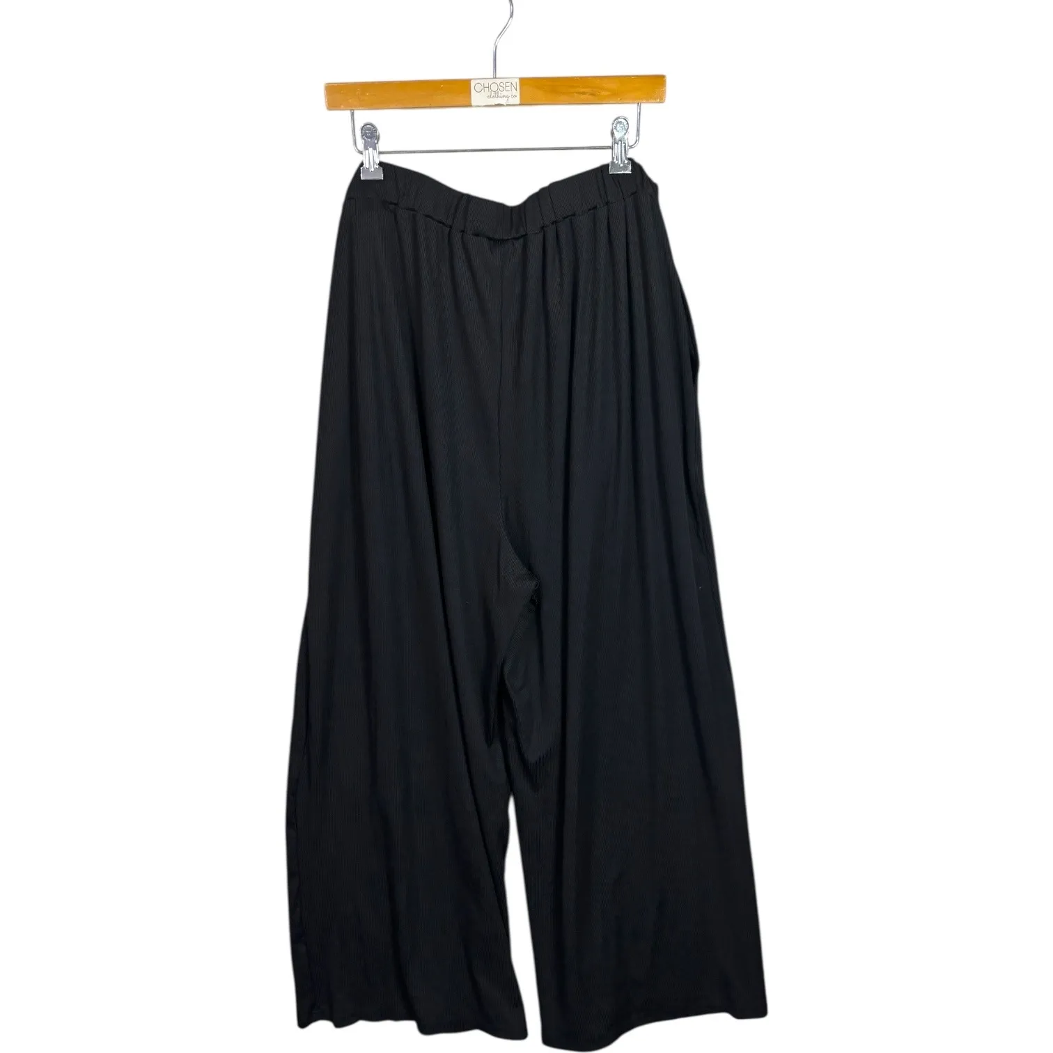 Cider Black Wide Leg Palazzo Pants Plus Sz 2XL Pleated High Waist Elastic Pocket - Image 6