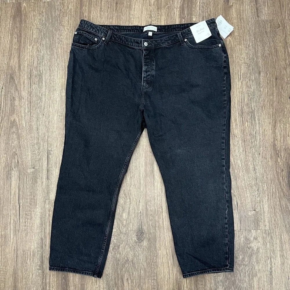 Abercrombie & Fitch Plus 24S Curve Love The Dad High Rise Jeans Black Loose NEW - Image 4