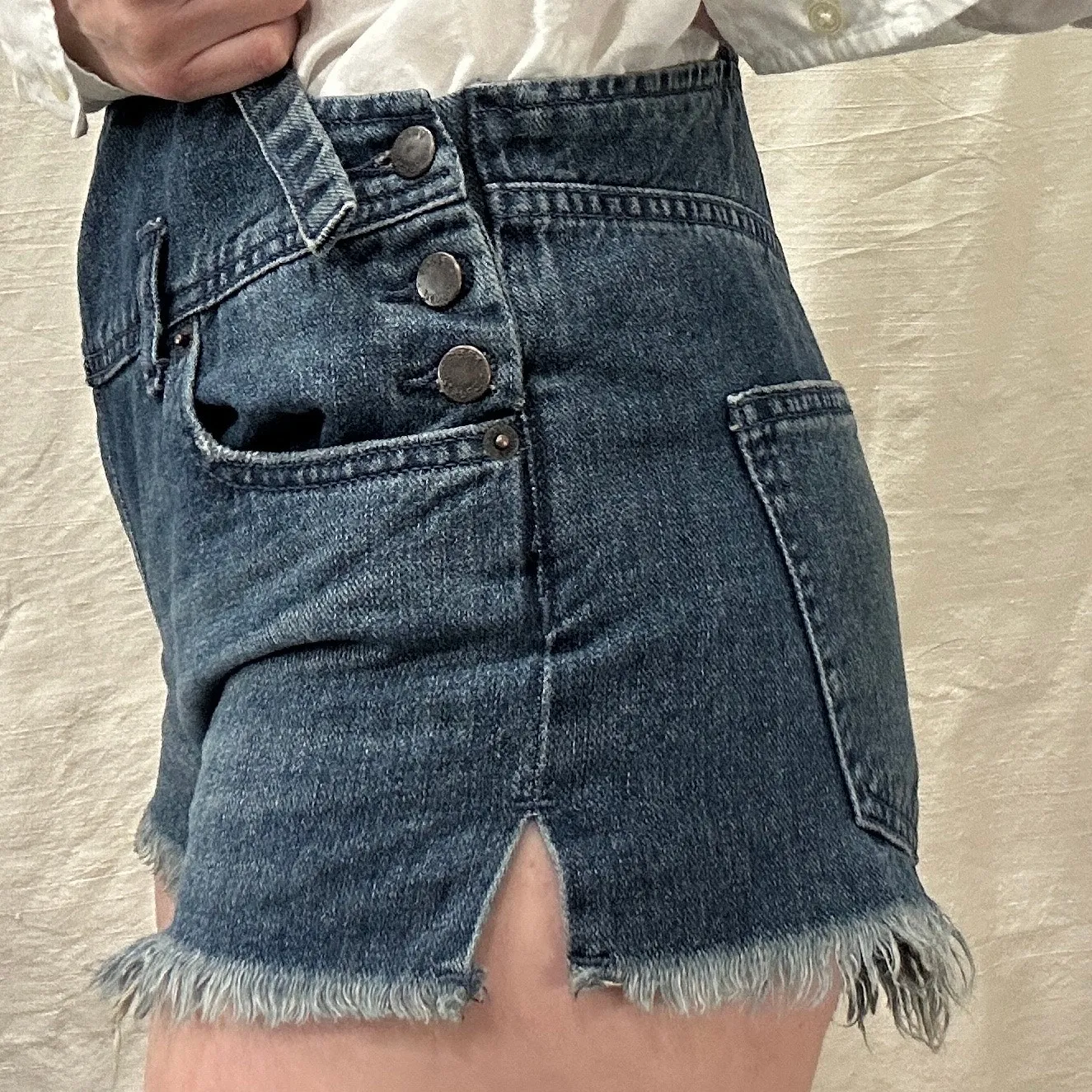 Free People We The Free Denim Strappy Shortalls Suspender Overall Shorts Twee 25 - Image 4