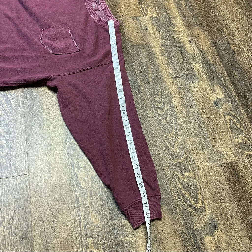 Aerie The Chill Crewneck Sweatshirt Women Medium Oversized Wine Long Sleeve Cozy - Image 8