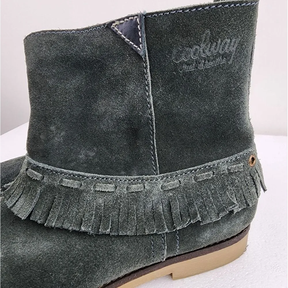 Coolway Grey Suede Fringe Ankle Boot Booties Boho Comfort Shoes Size 8 - Image 12