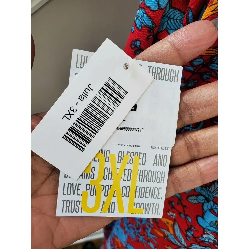 Lula Roe Women Multicolor Polyester 3/4 Sleeve Round Neck Knee Length Dress 3XL - Image 9