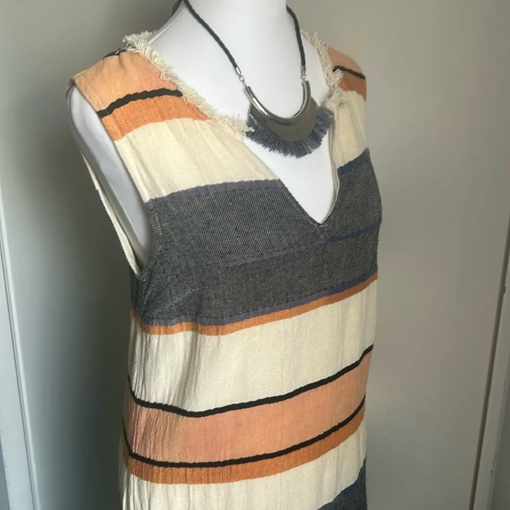 Anthropologie Holding Horses Sleeveless Boho Fringe Striped Shift Dress - Image 3