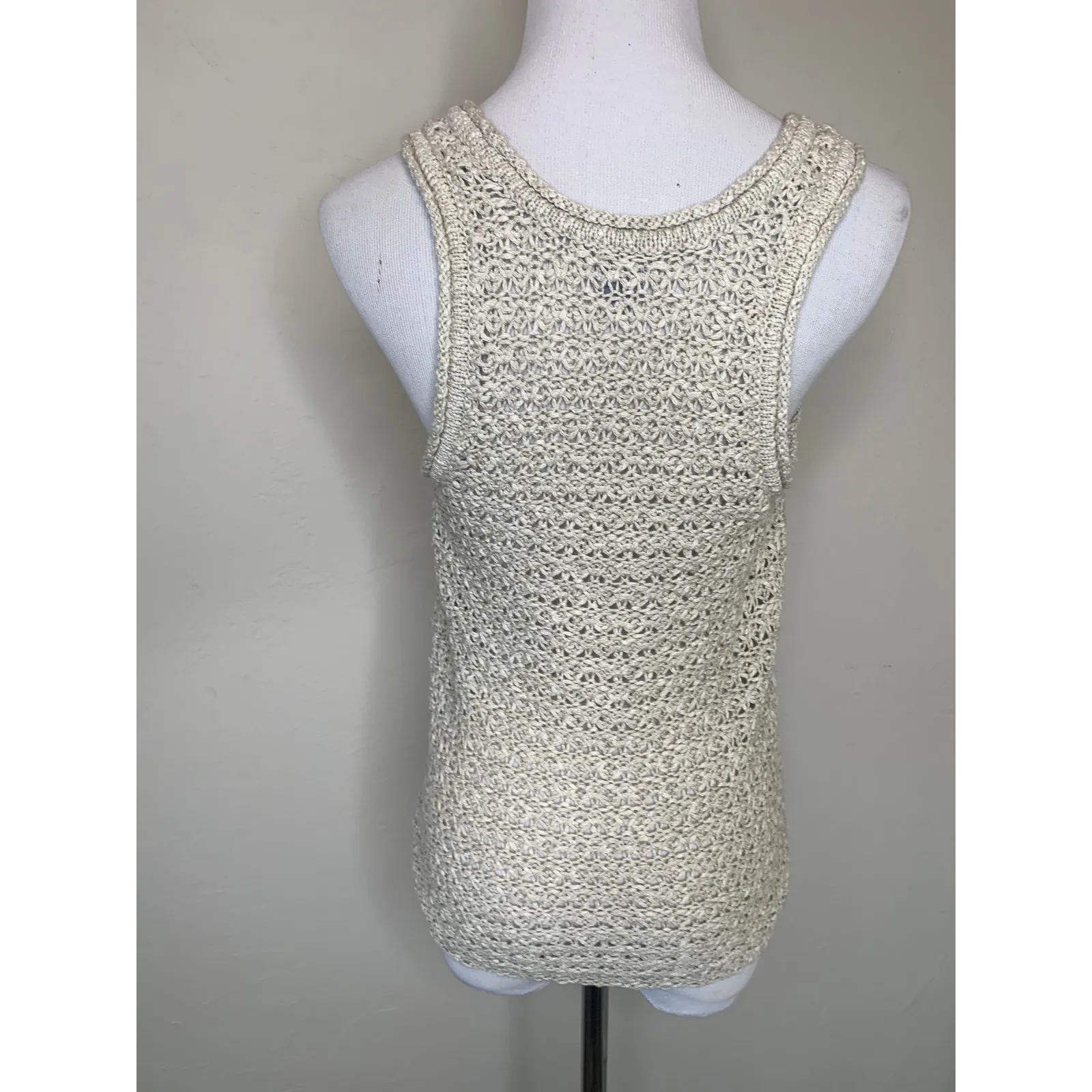 Aerie Open Weave Natural Sweater Tank  Sz Small Coastal Western - Image 2