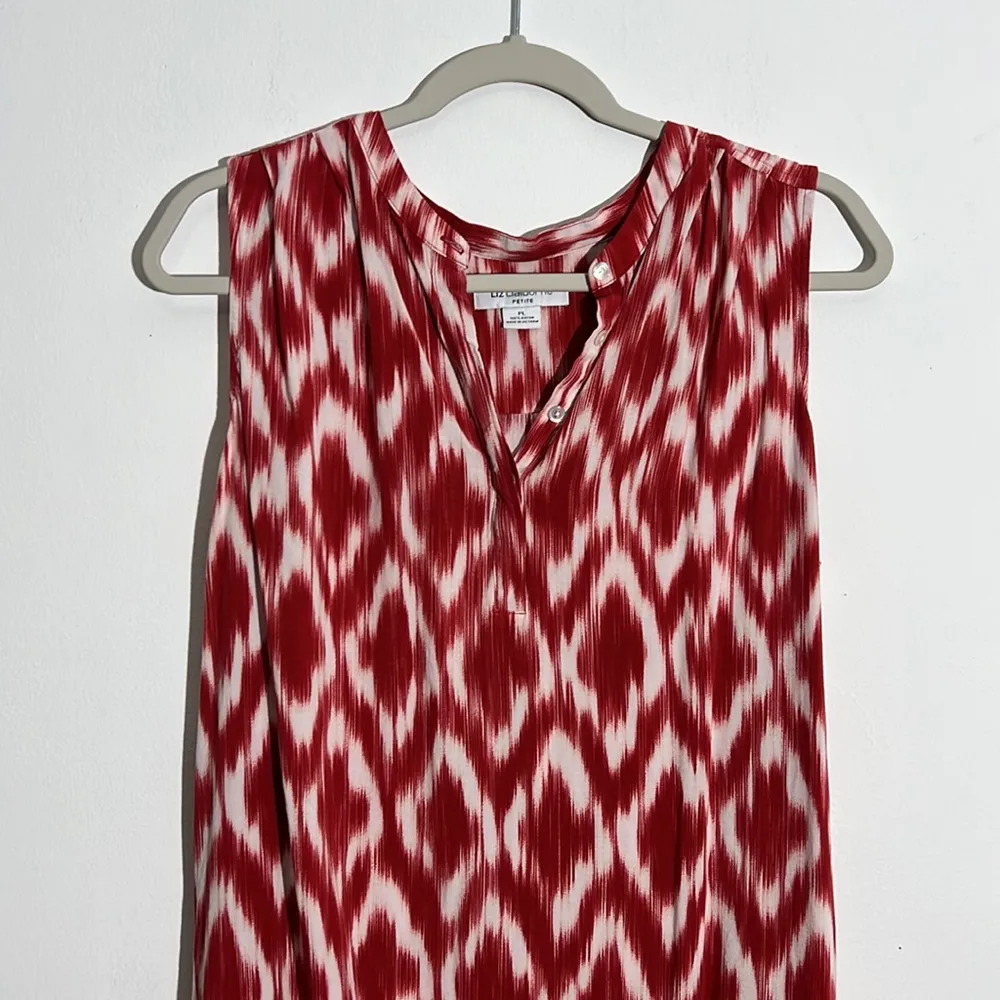 Liz Claiborne Red White Abstract Pattern Sleeveless High Low Dress - Image 2