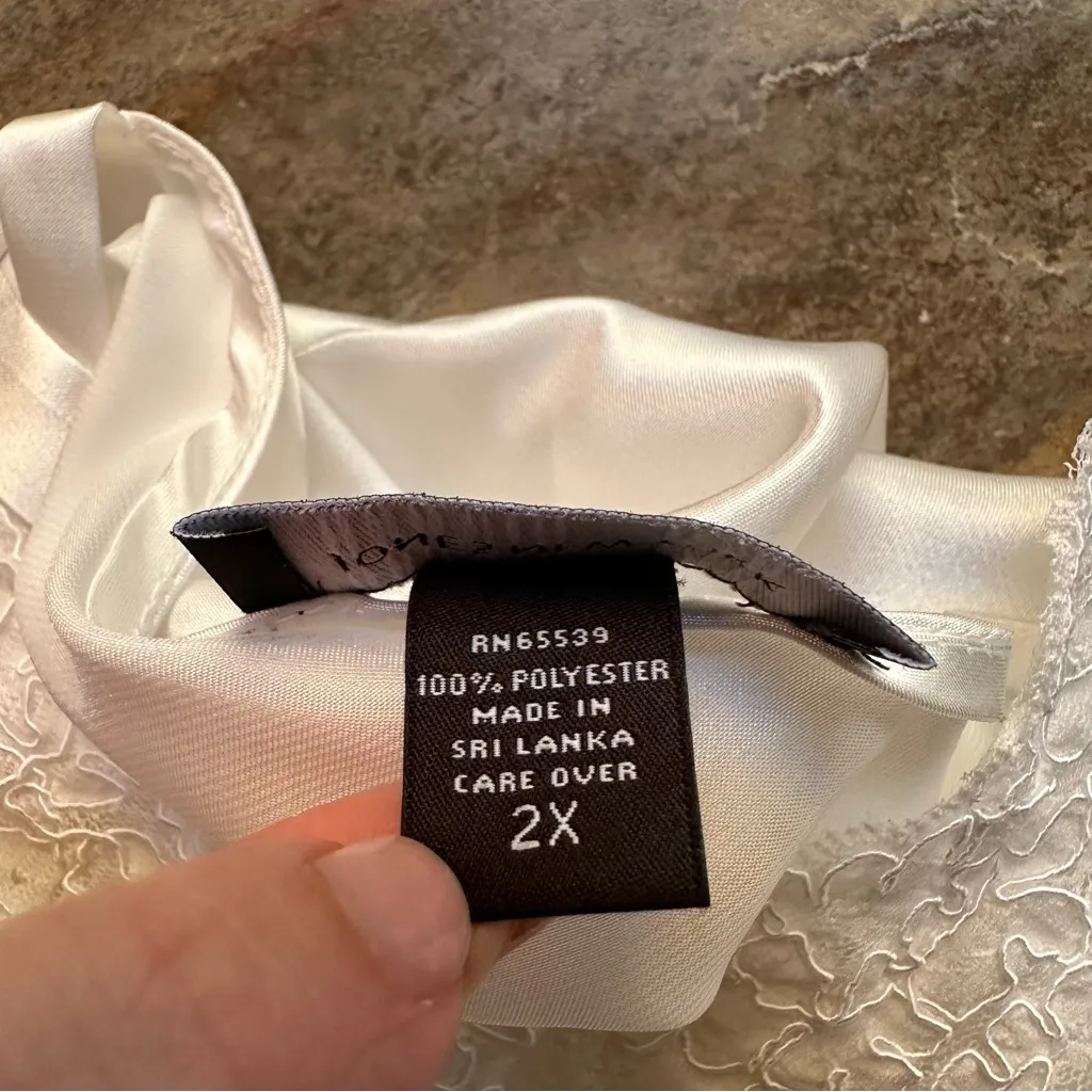 Jones New York Silky Babydoll Chemise Women's Size 2X White Lace Bridal - Image 7