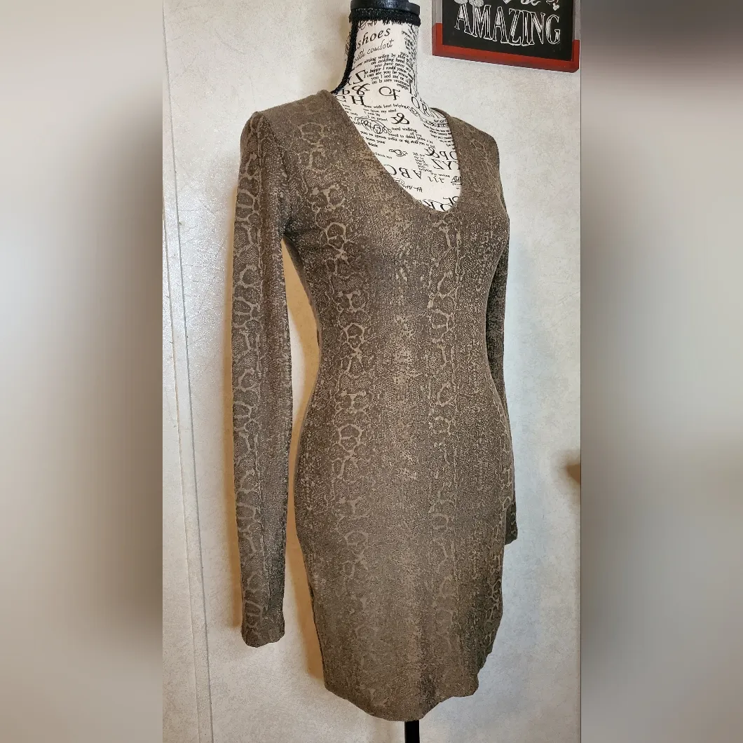 ZARA Women’s Snake Print Stretchy Bodycon Long Sleeve Mini Dress Size:S - Image 2