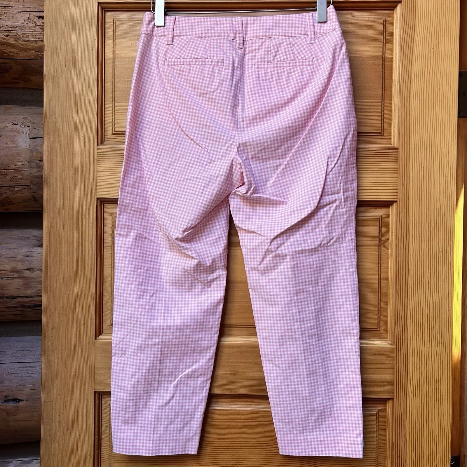 Talbots Perfect Crop Pants Womens 2P Petite Pink Gingham Capri Pant Golf Preppy - Image 2
