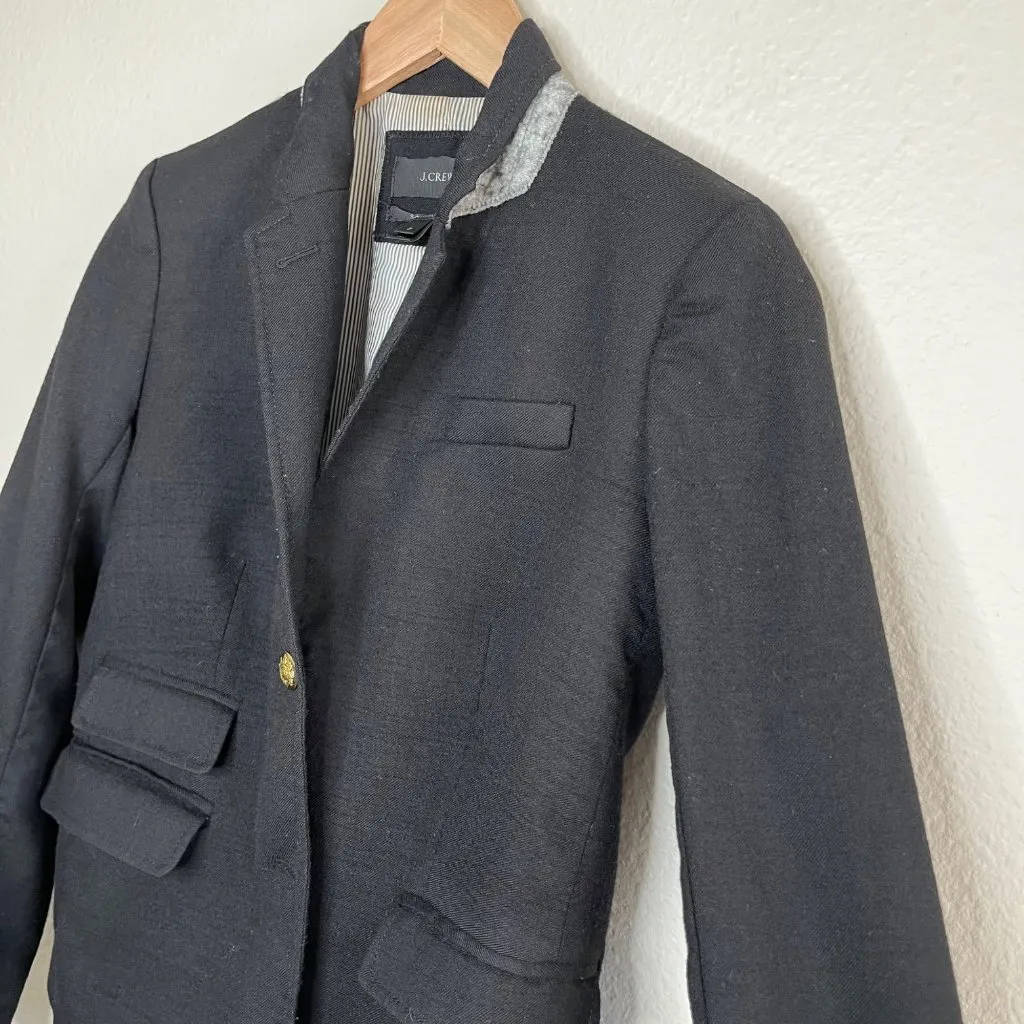 J. Crew Womens Black Preppy Wool Schoolboy Blazer Size 2 - Image 6