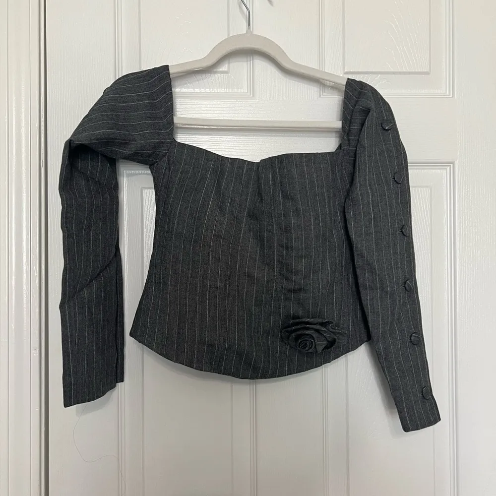 Saks Potts Bea Corset in Grey Pinstripe - Image 5