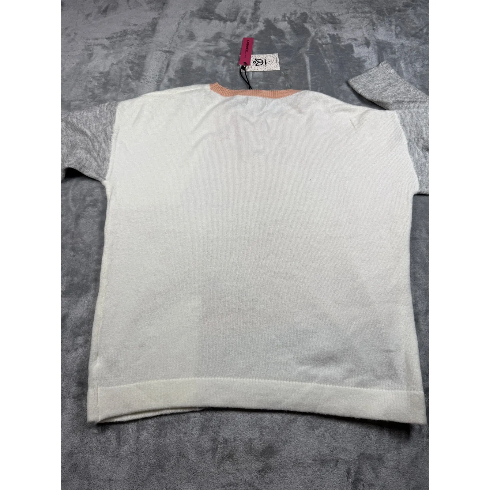 Andree By Unit Star Print Sweater Color Block Pullover Knit Top Womens Size L - Image 9