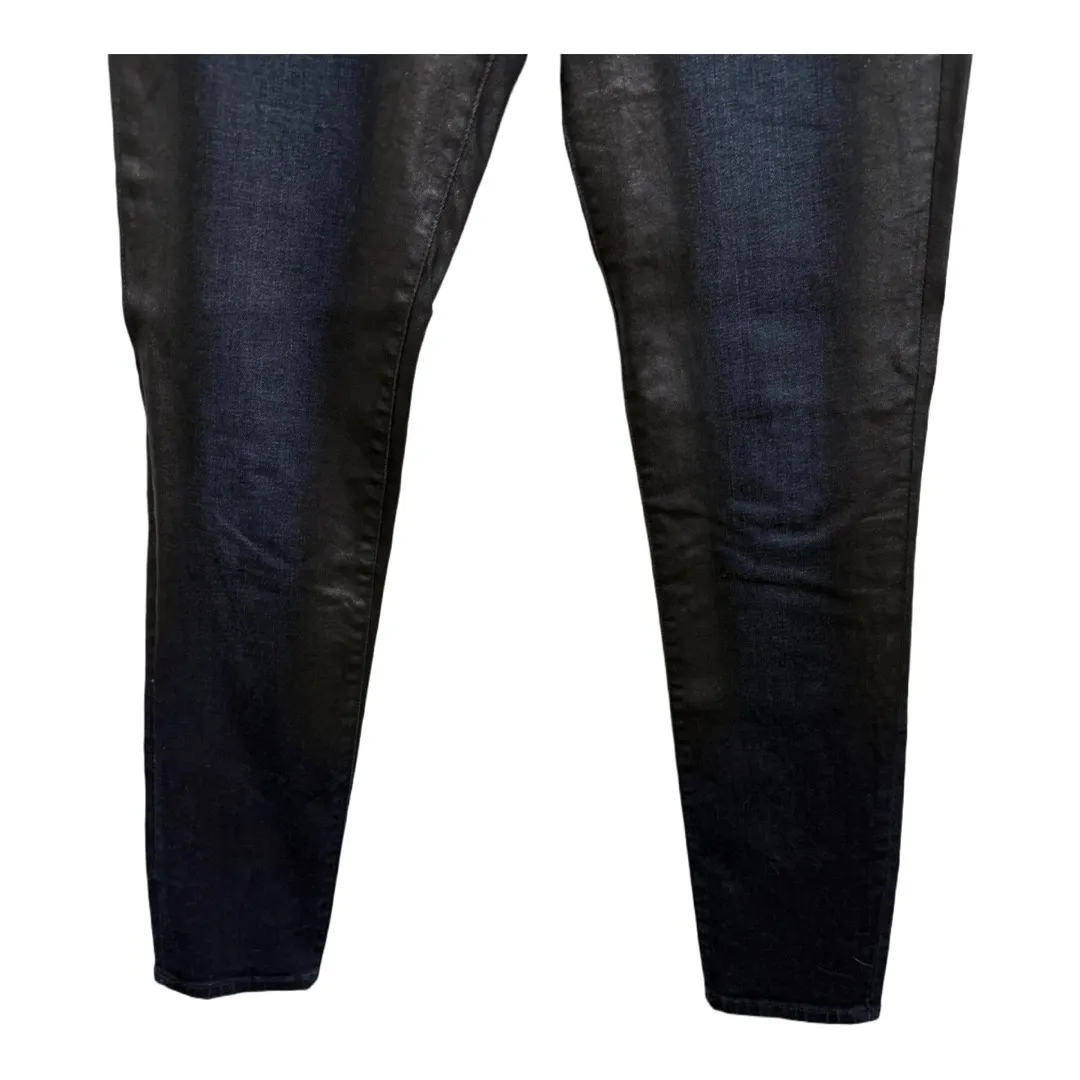 DL1961 Denim Coated Faux Leather Dark Wash Moto Florence Skinny Jeans Size 29 - Image 3