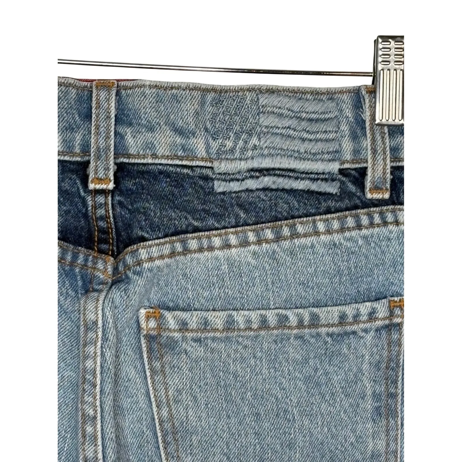 Revice Denim 90s Baby Candy Shop Patchwork High Waisted Wide Leg Blue Size 26 - Image 9