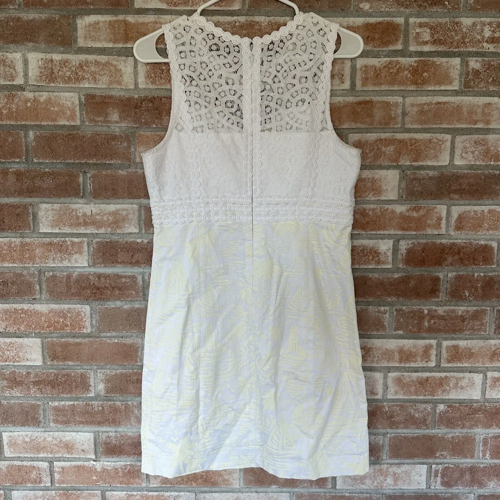 Lilly Pulitzer Lee Stretch Shift Dress White Lace Sailboats Size 6 - Image 7