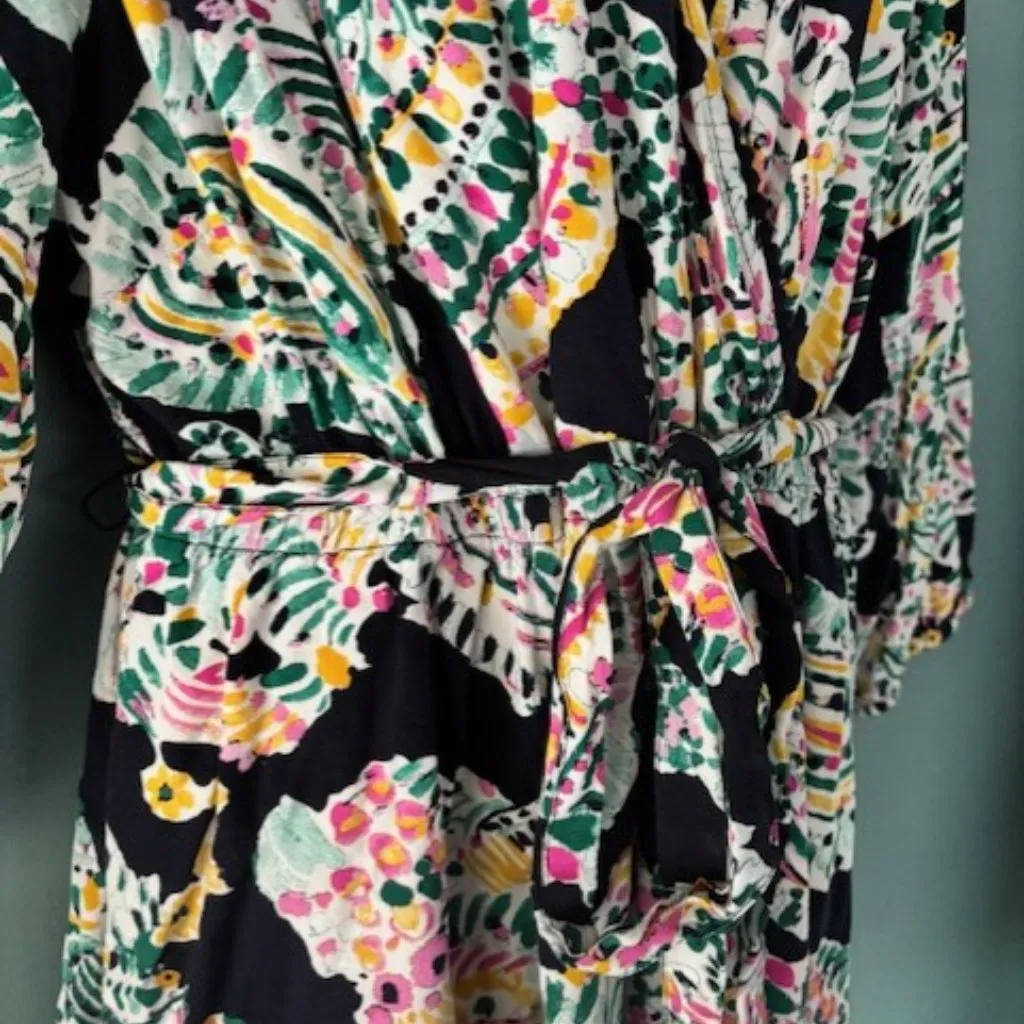 Crown & Ivy Plus Size 2X Green Black Paisley Vibrant Tie Waist Boho Whimysygoth - Image 6