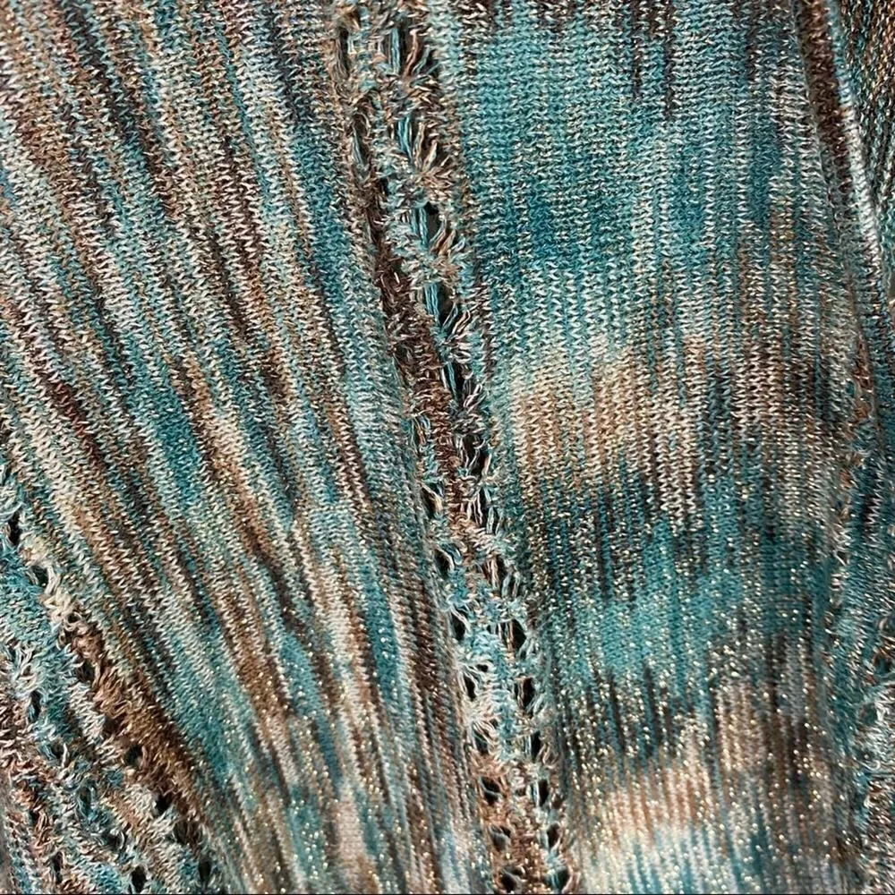 Emma E James Metallic Multi Color Knitted Winged Sleeve Sweater Size Small - Image 7