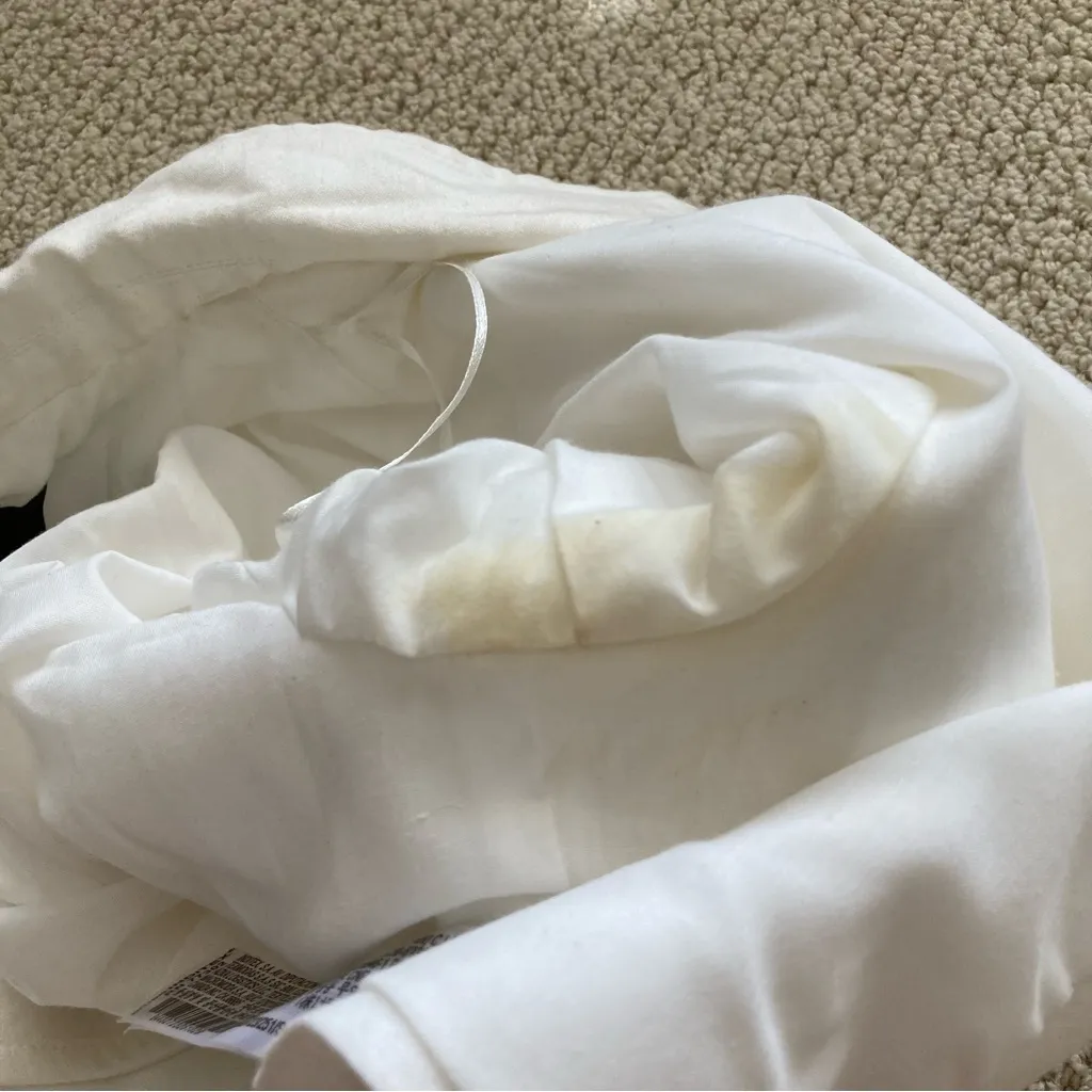 Zara Cropped White Blazer Short Sleeve Jacket Size Small Cotton Blend FLAWS - Image 8