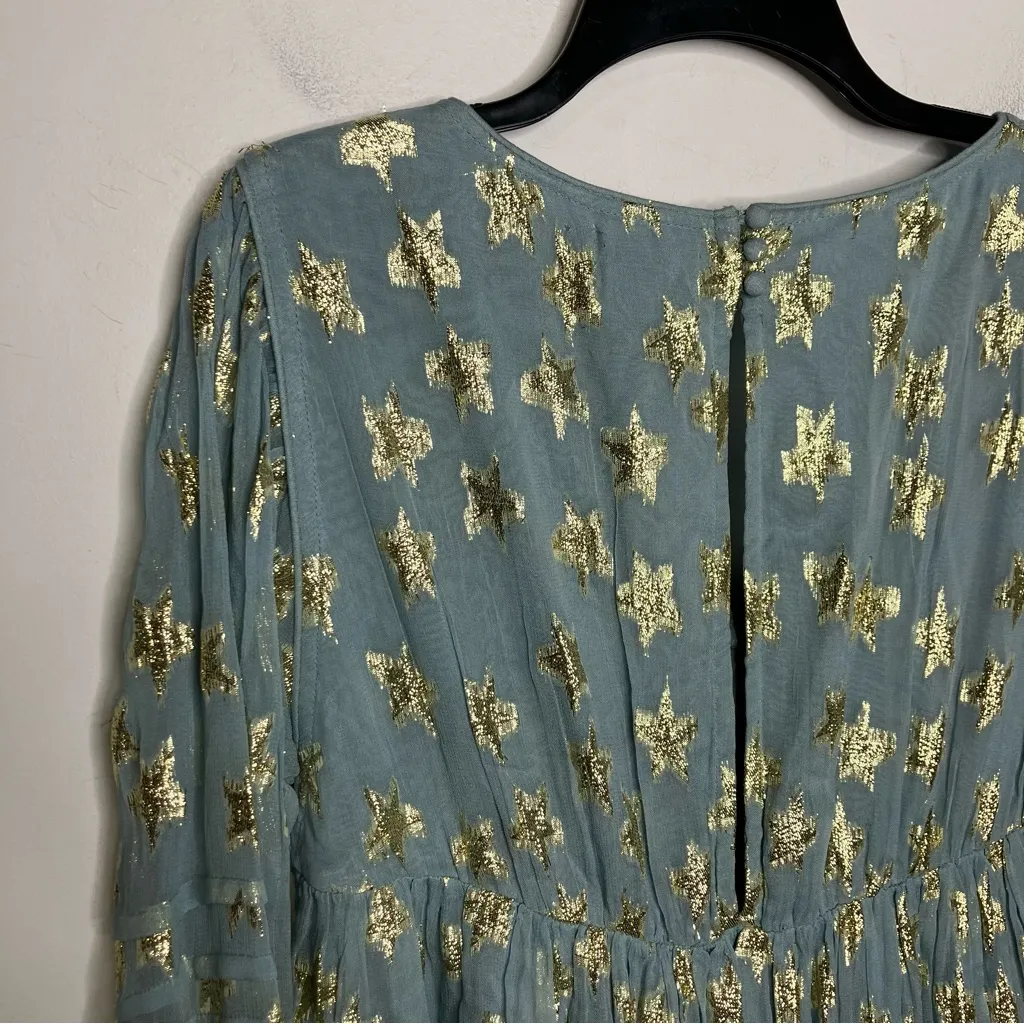 Ciebon blue mini dress with gold foil star pattern v - Image 7