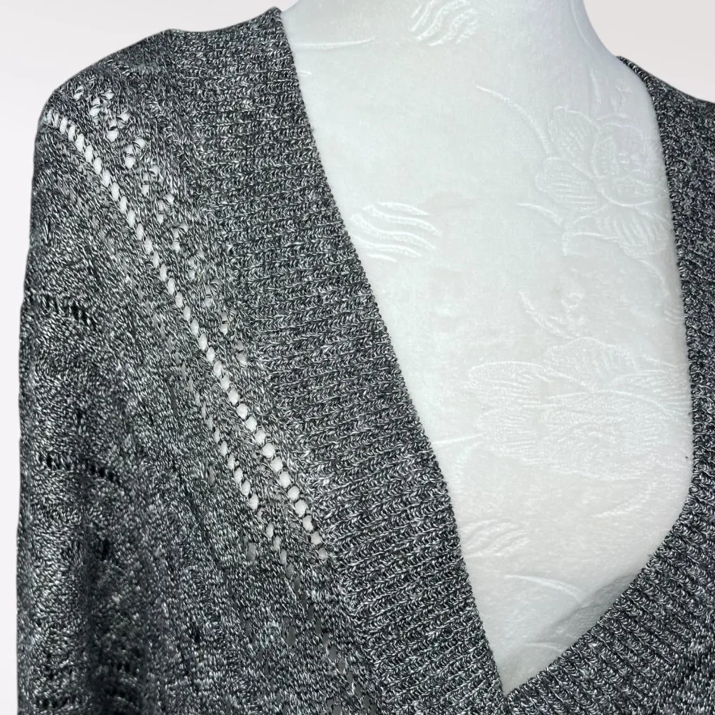 Torrid Gray Open Knit V-Neck Pullover Sweater Short Sleeve Size 2X - Image 2