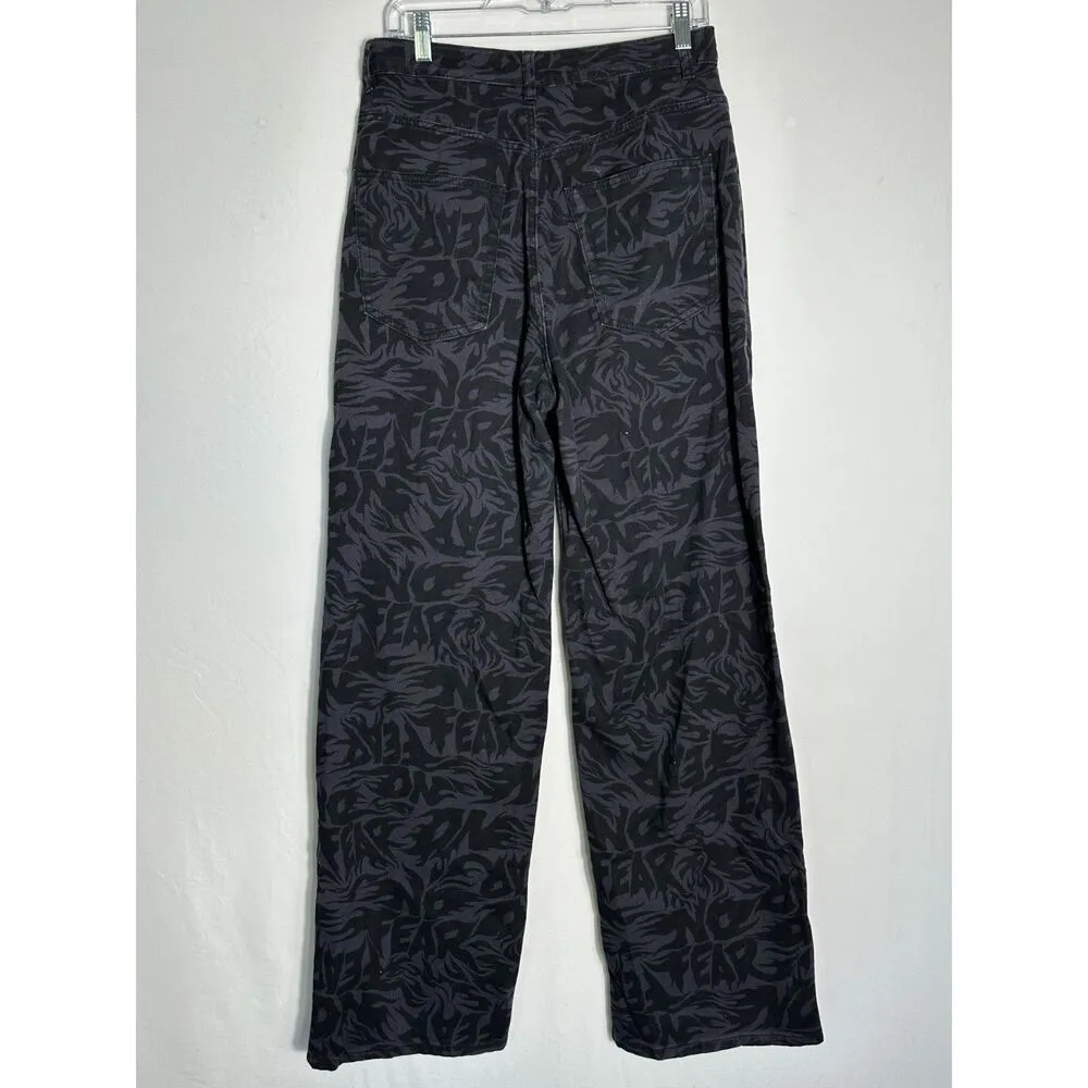 H&M X No Fear~ High Rise Relaxed Y2k 90s Graphic Print Cotton Jeans Size 8 - Image 5