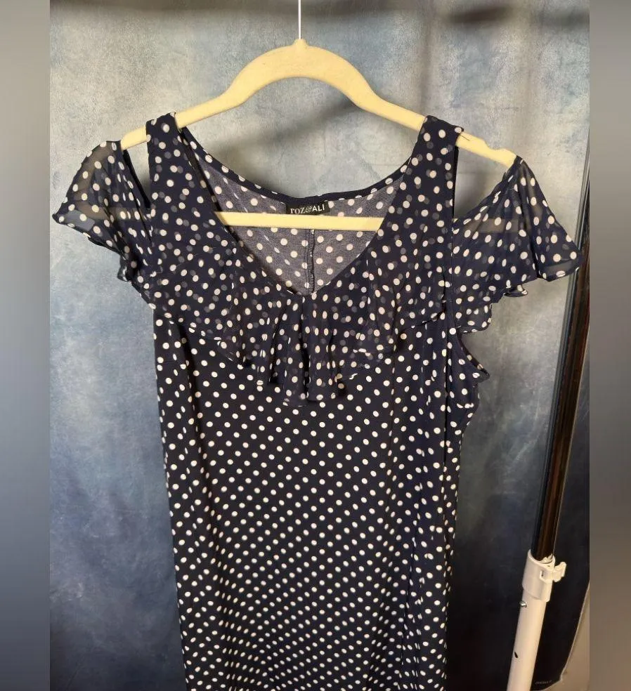 Navy Polka Dot Dress - Image 2