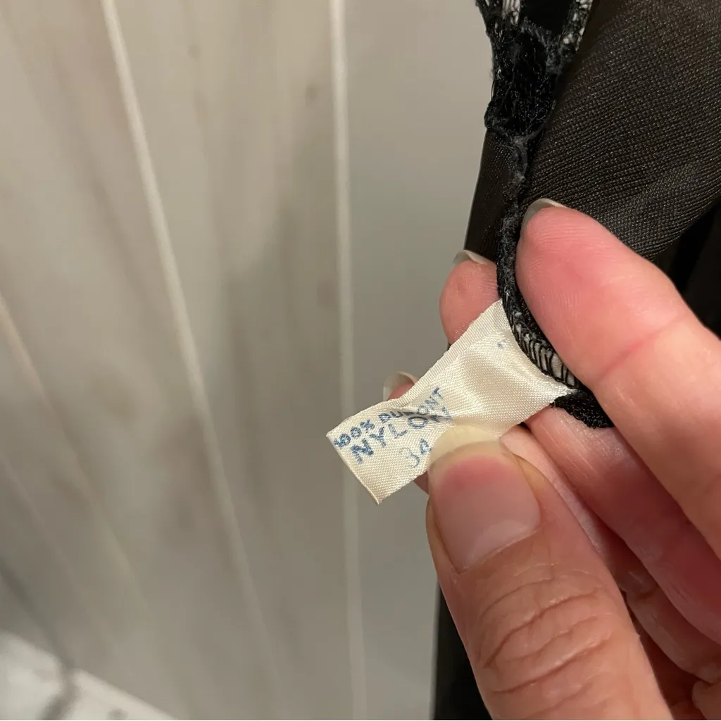 Vintage 60’s black siren whimsigoth slip dress lace pleated hem - Image 3