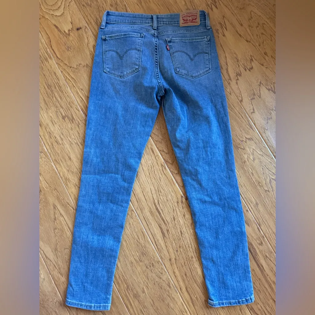 Levis 711 Skinny Jeans Womens 27 Light Wash Denim Bling Front Leg Embellished - Image 4