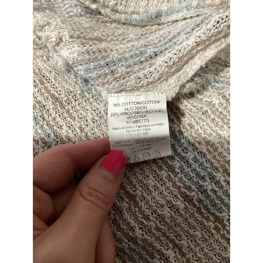 O’Neill Blue Striped Beach Knit Coverup Long Sleeve M - Image 8