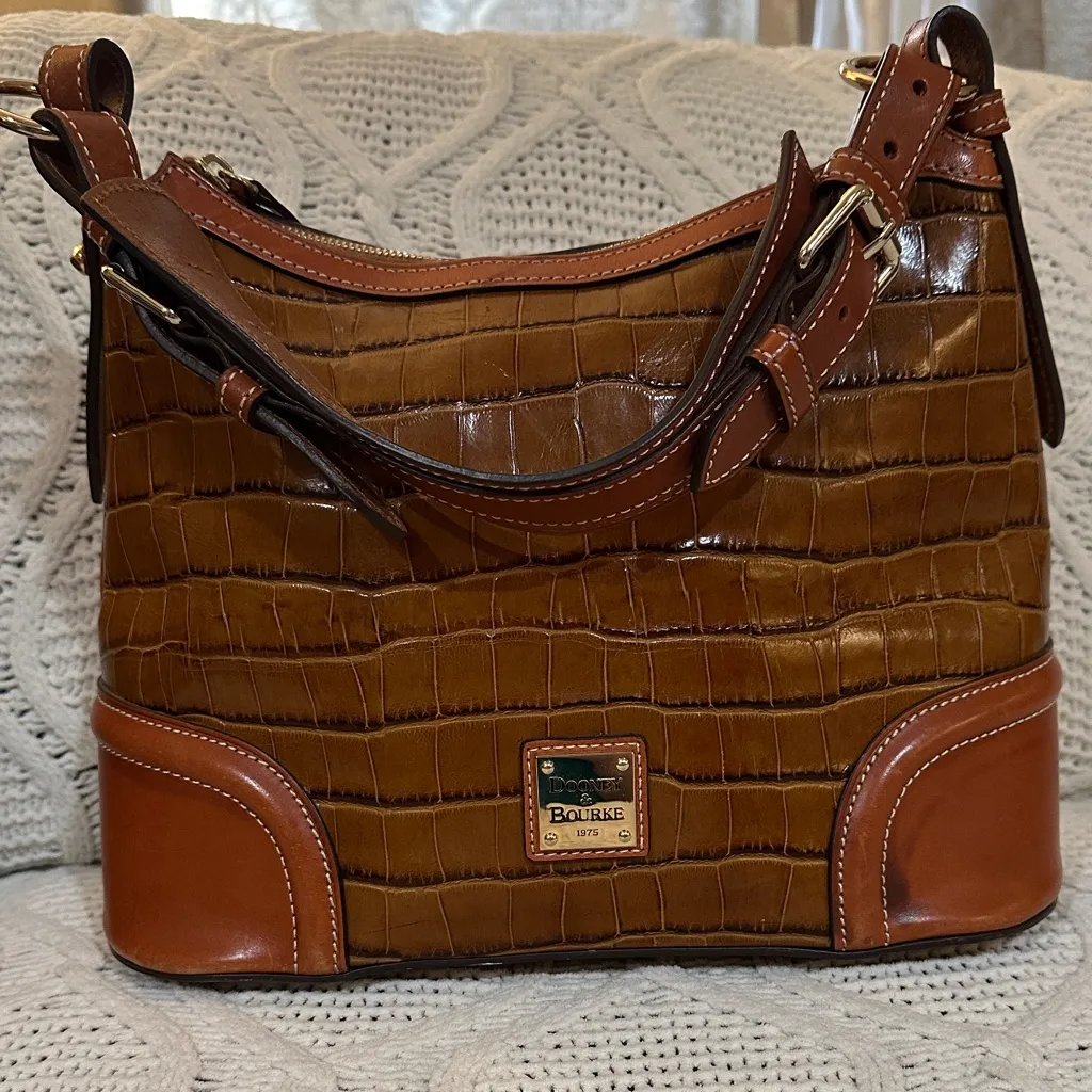 Dooney & Bourke Tan Croc-Embossed Shoulder Bag - Image 2