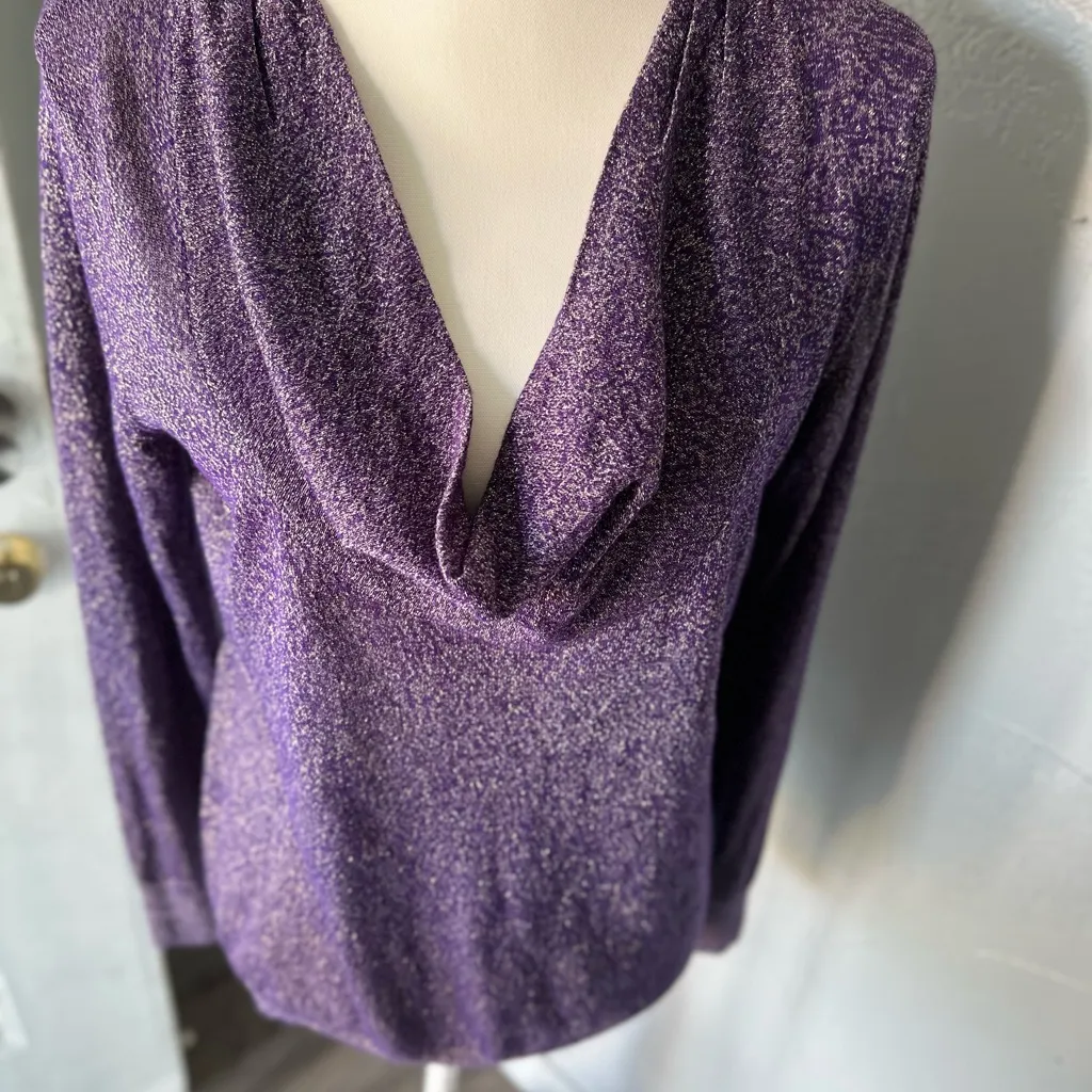 Dana Buchman Purple Blouse with Cozy Knit Texture - Image 3