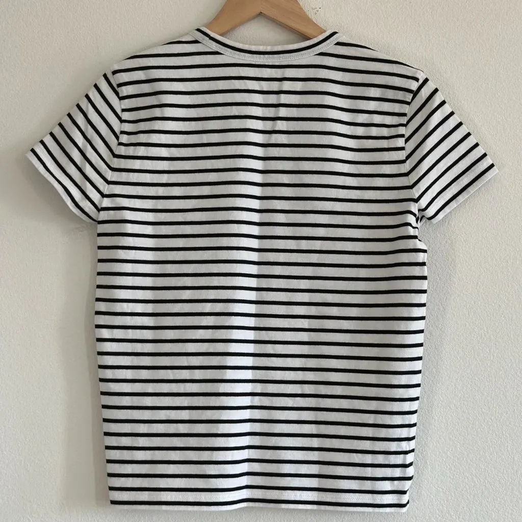 Madewell Cotton Perfect Crewneck Tee in Jet Black, Size XXS - Image 7