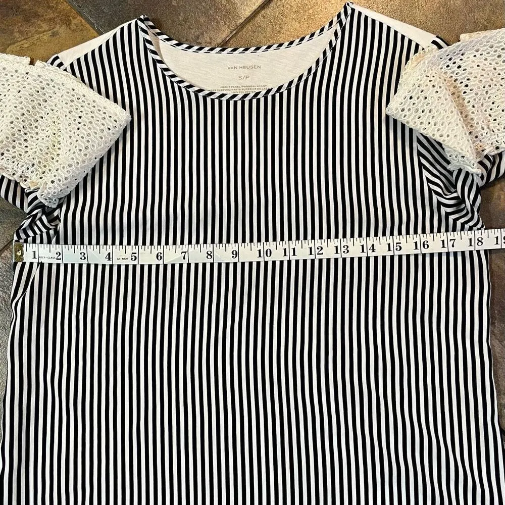 Van Heusen Women’s Small Striped Lace Blouse Small - Image 7
