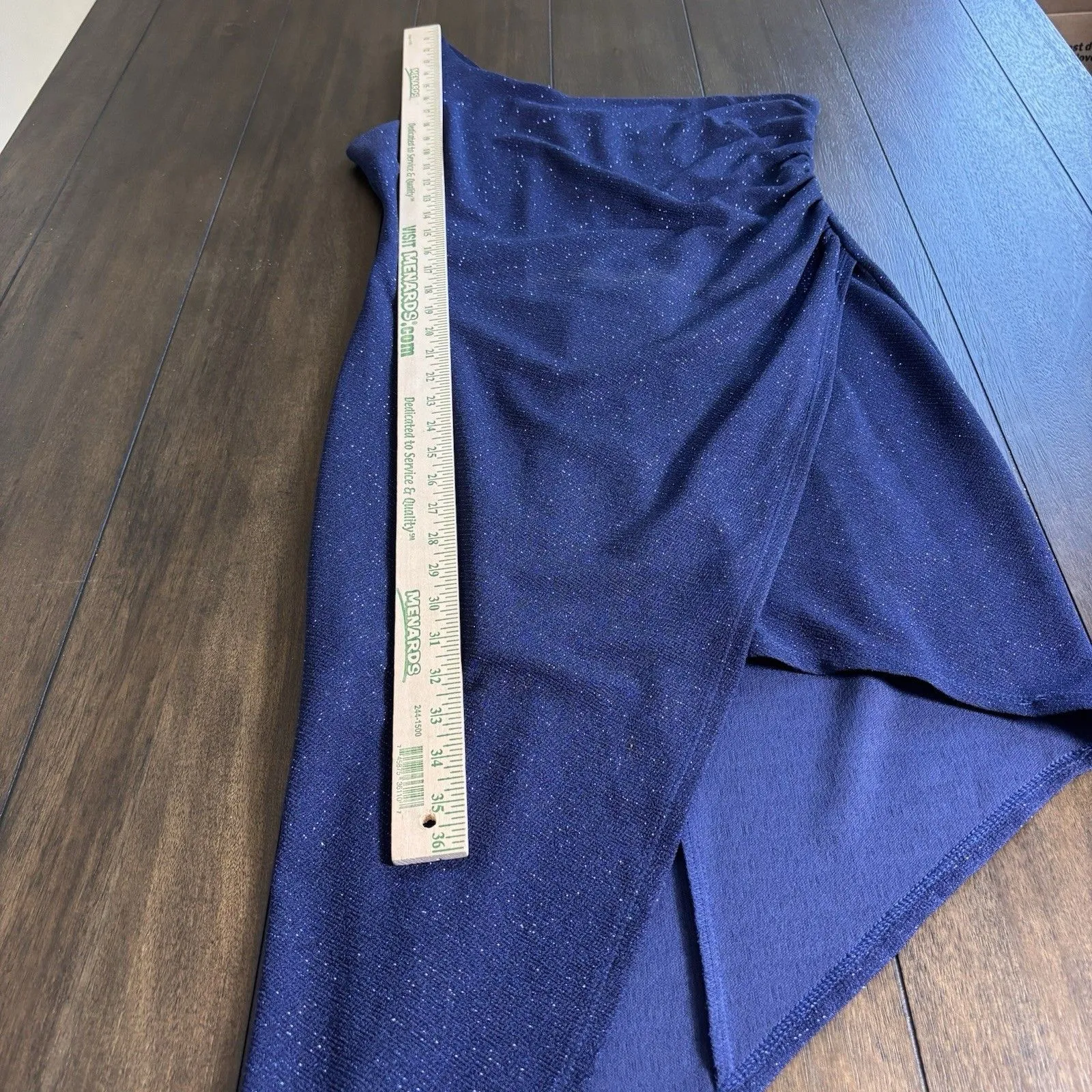 B. Darlin Womens Blue Sparkle Evening Dress Gold Zip Rouching One Shoulder 13/14 Size undefined - Image 4