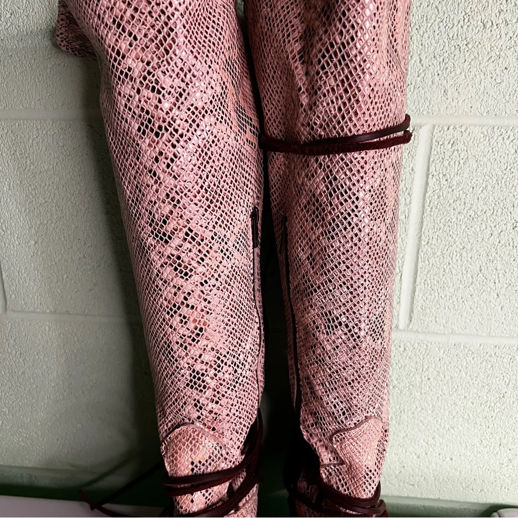 Freebird by Steven Coal Distressed Snake Print Leather Boot Size 8 #260108 - Image 4