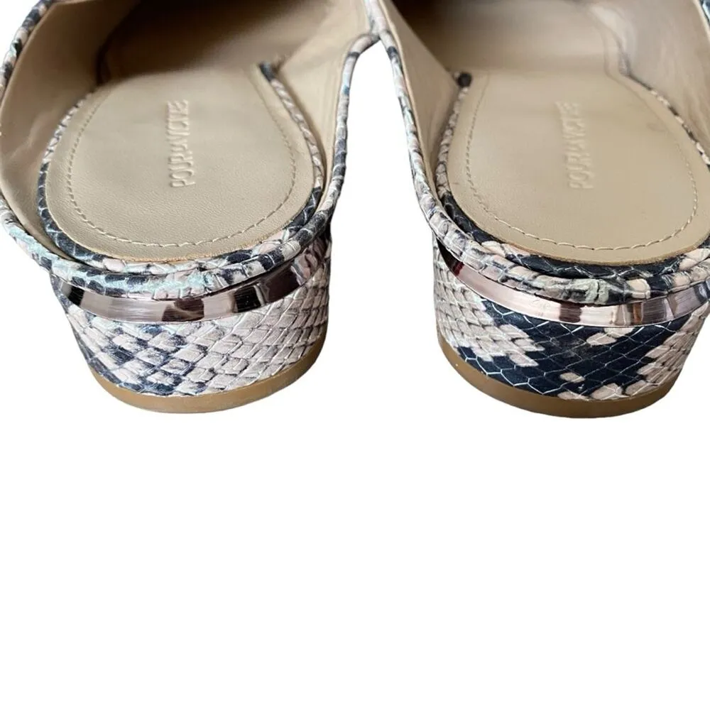 Pour La Victoire Sebina Snakeskin Print Leather Mules Tan Black size 9.5 - Image 3