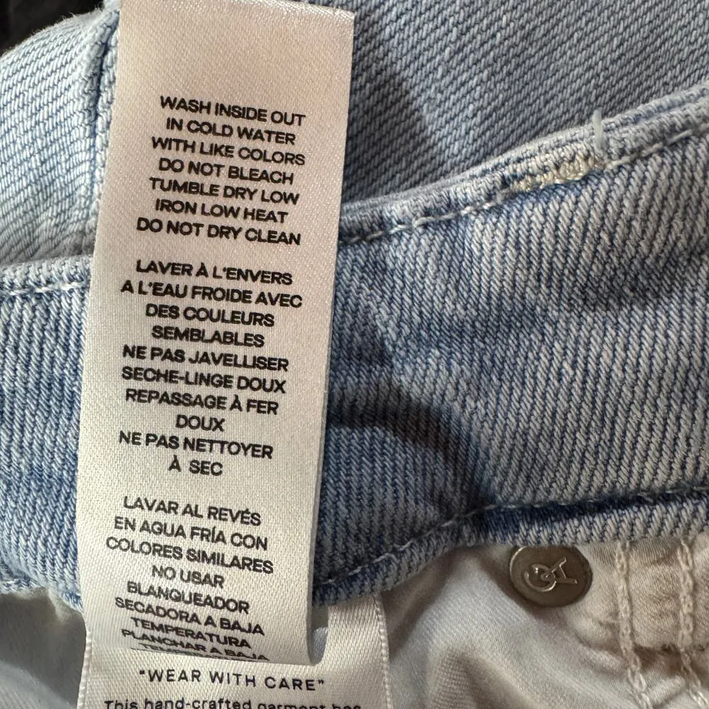 Good American SZ 4/27 Good Legs Cigarette Raw Hem Jeans Mid-Rise Light Wash Blue - Image 9