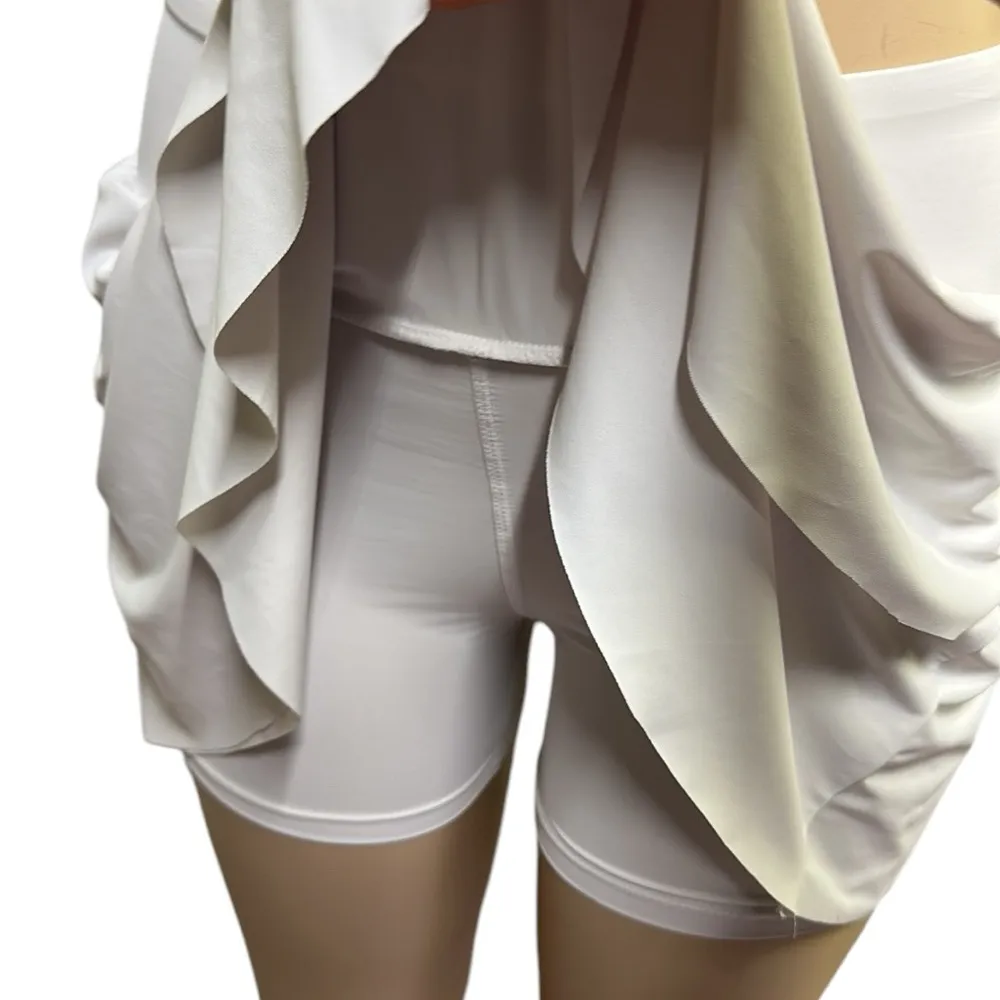 Vital Life White Pull On Tiered Petal Skort with Pockets Shorts Skirt Womens M Size M - Image 10