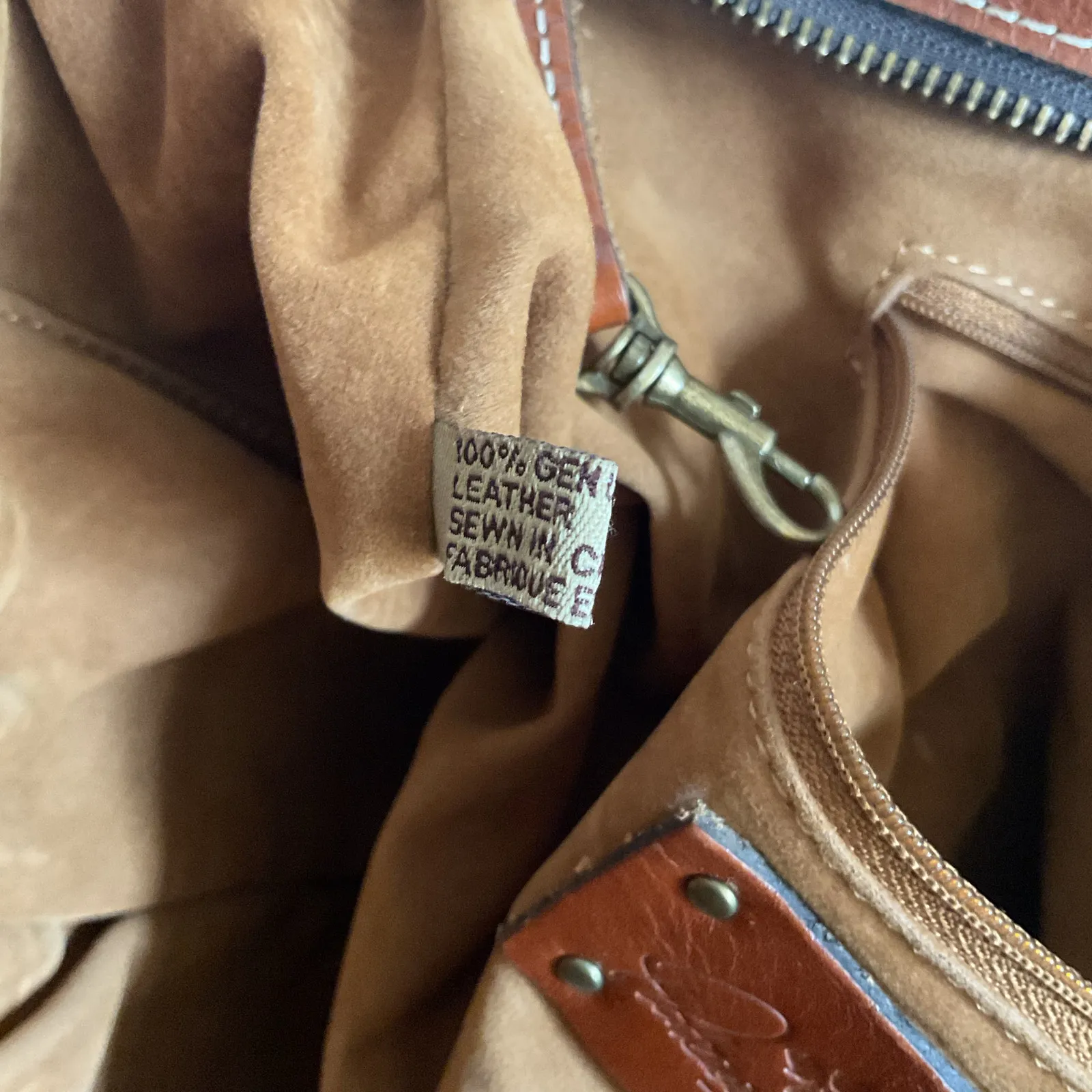 Patricia Nash Brown Leather Tote Bag Zip Top Shoulder Bag Vintage Style - Image 11