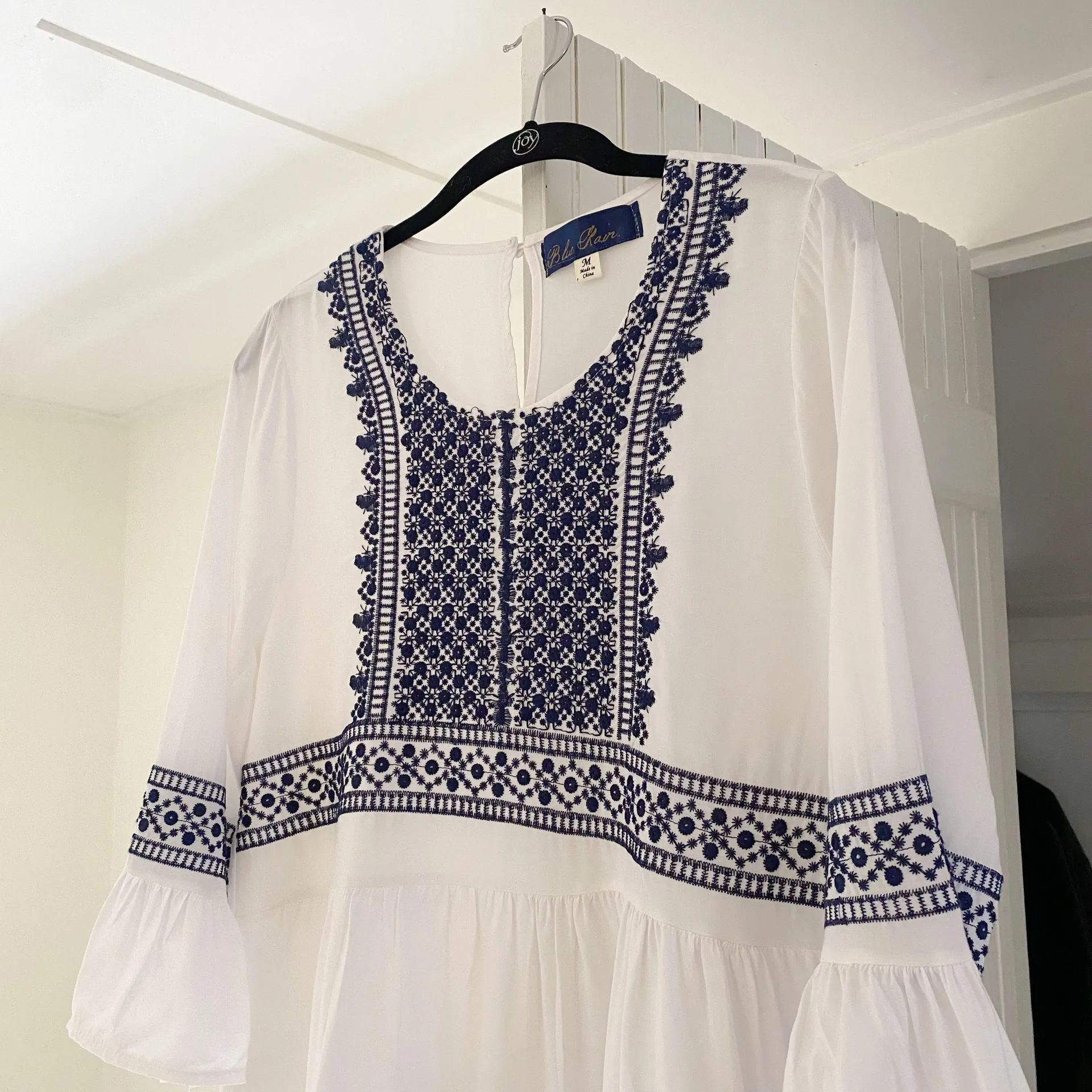/ Blue Rain Kim Mosaic Embroidered Peasant Blouse - Image 10