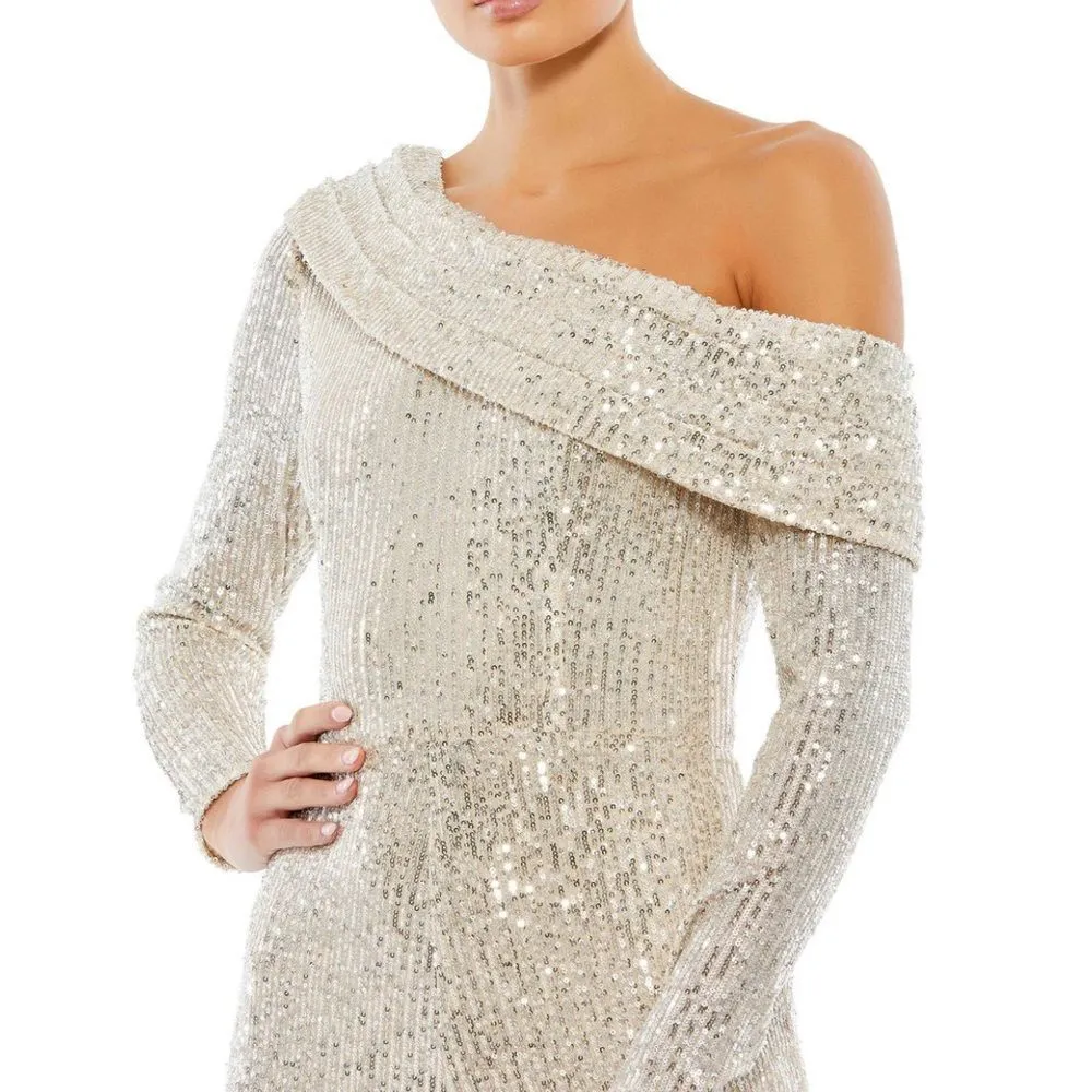 Mac Duggal 26596 SEQUINED DROP SHOULDER LONG SLEEVE JUMPSUIT - Image 4