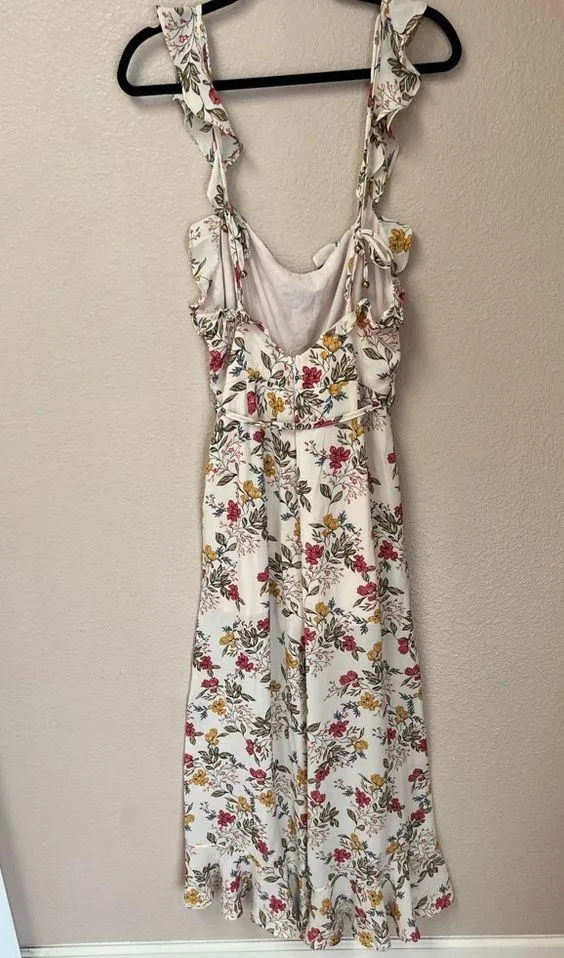 Saints & Secrets Floral Ruffle Hem Jumpsuit Size L - Image 3