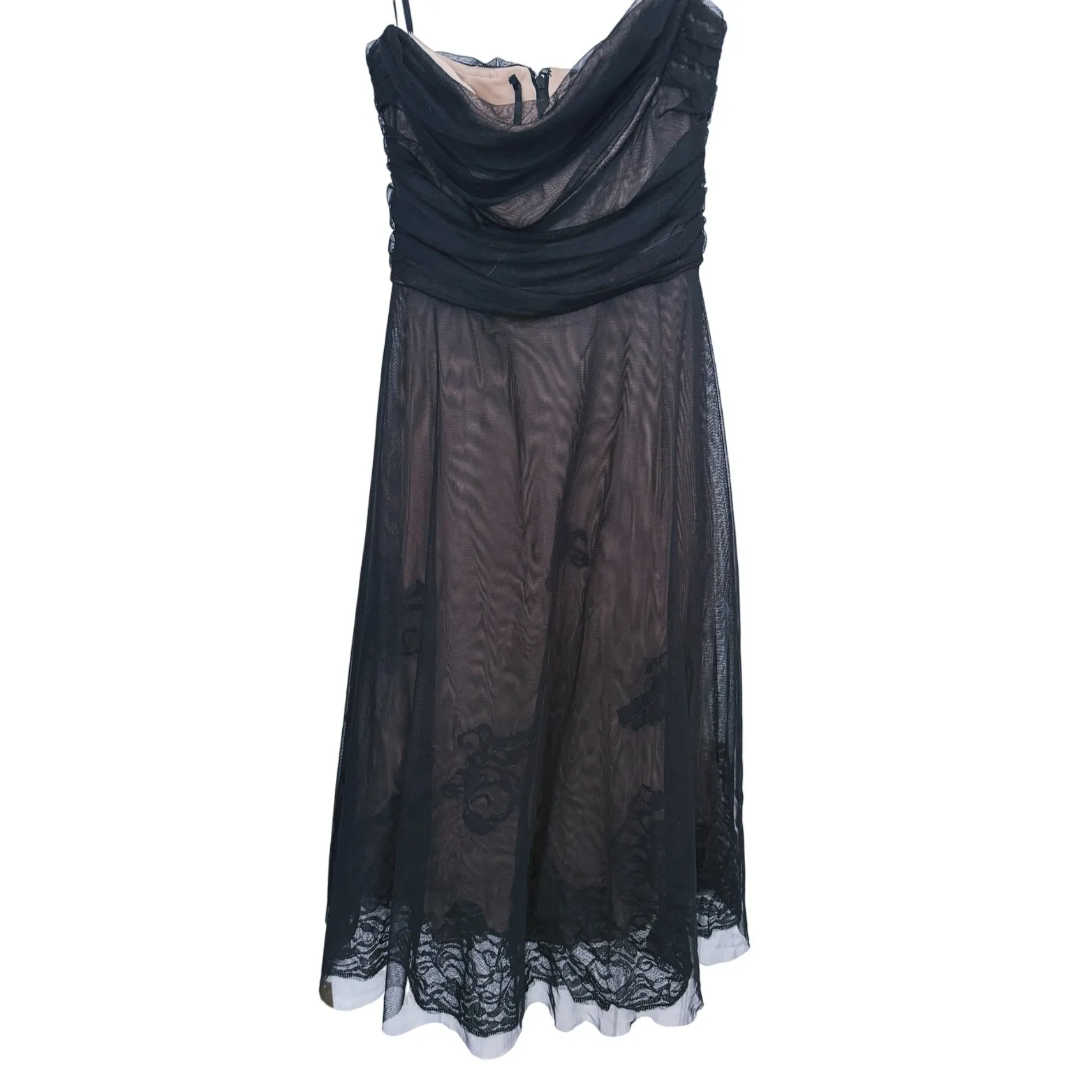 BCBG Dark Fairy Whimsigoth Sheer Lace Dress Strapless Size 4 Black Formal Event - Image 3